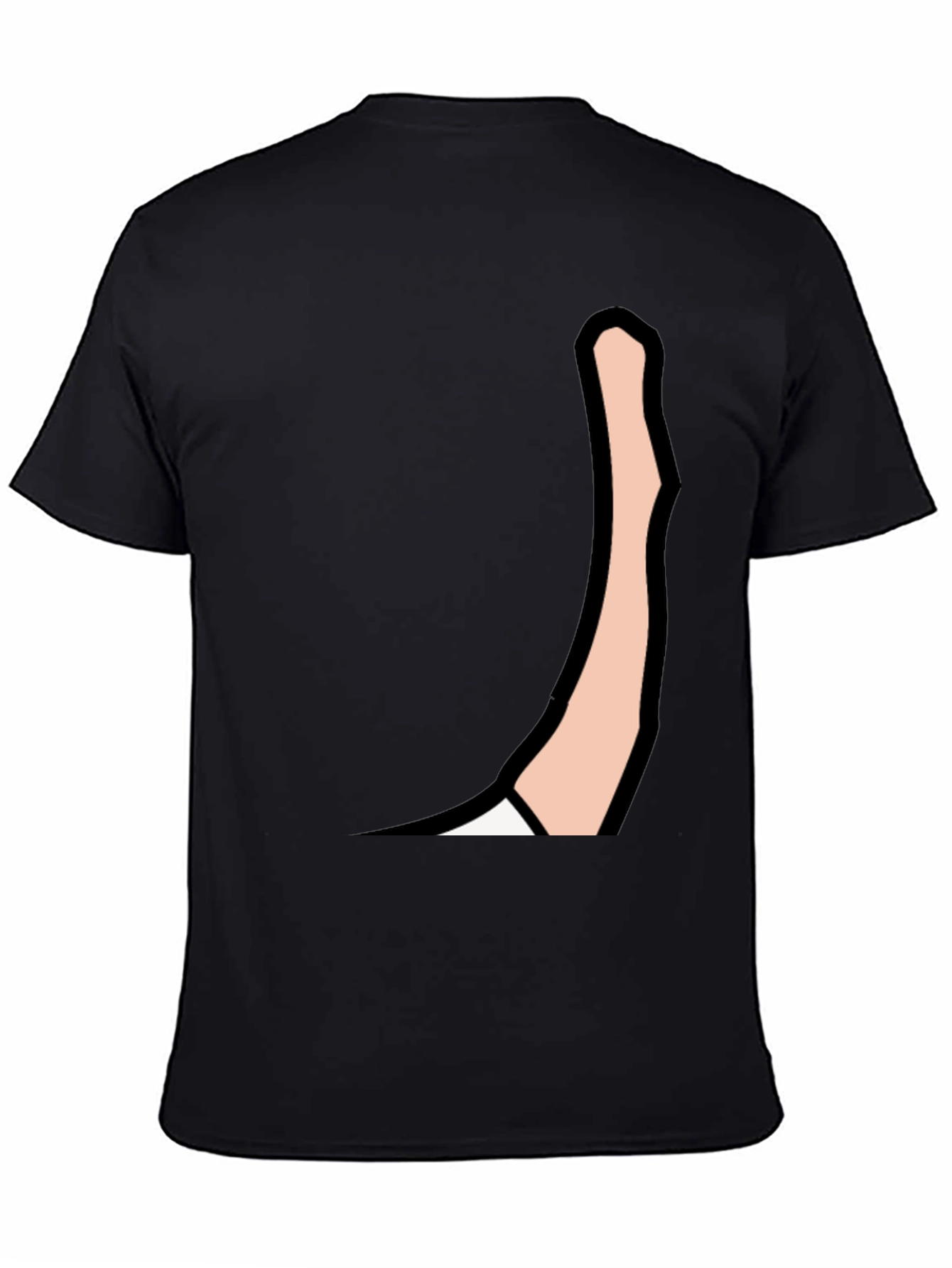 Black Men's Black Graphic Tee: Cartoon Arm Design view 4