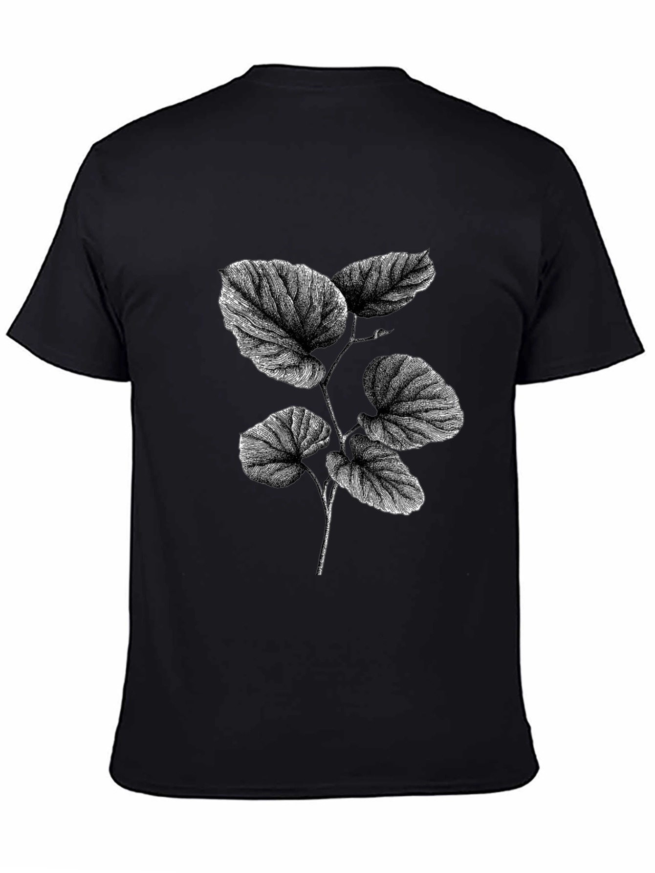 Black Botanical Print Black T-Shirt view 4