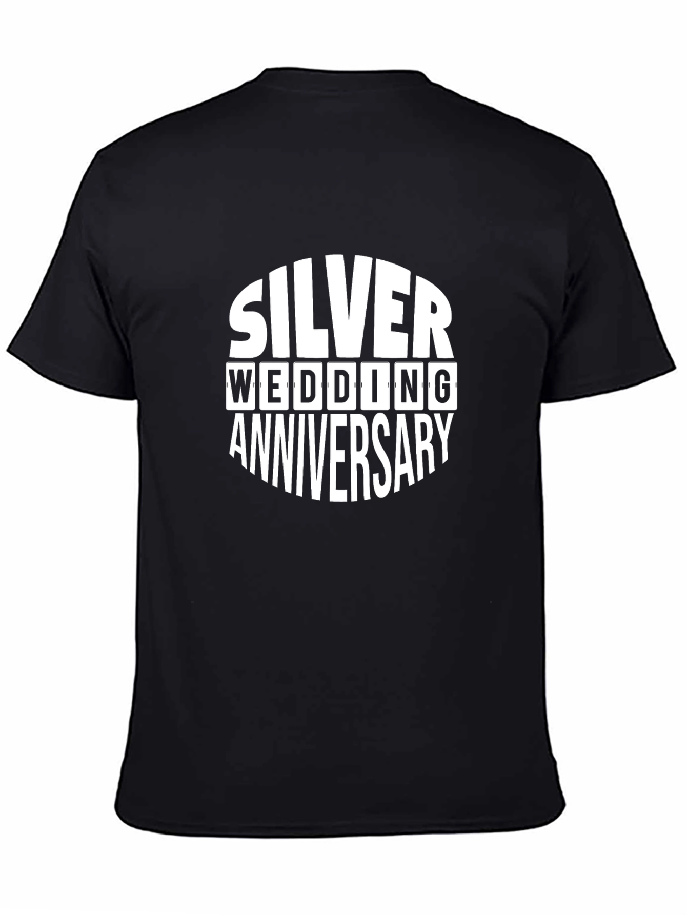 Black Silver Wedding Anniversary T-Shirt - Black view 4