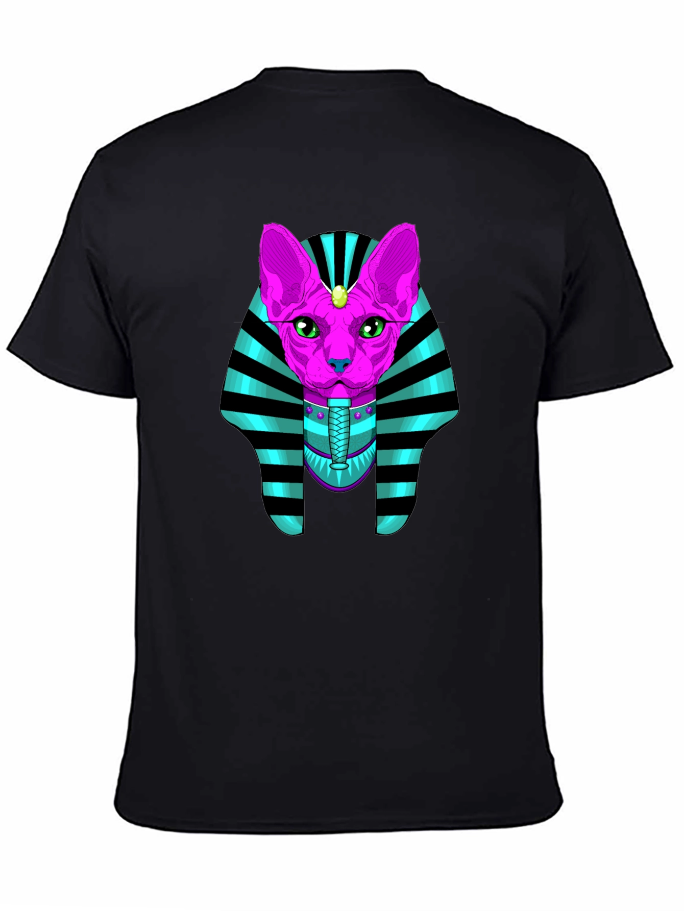 Black Egyptian Cat Pharaoh Graphic T-Shirt view 4