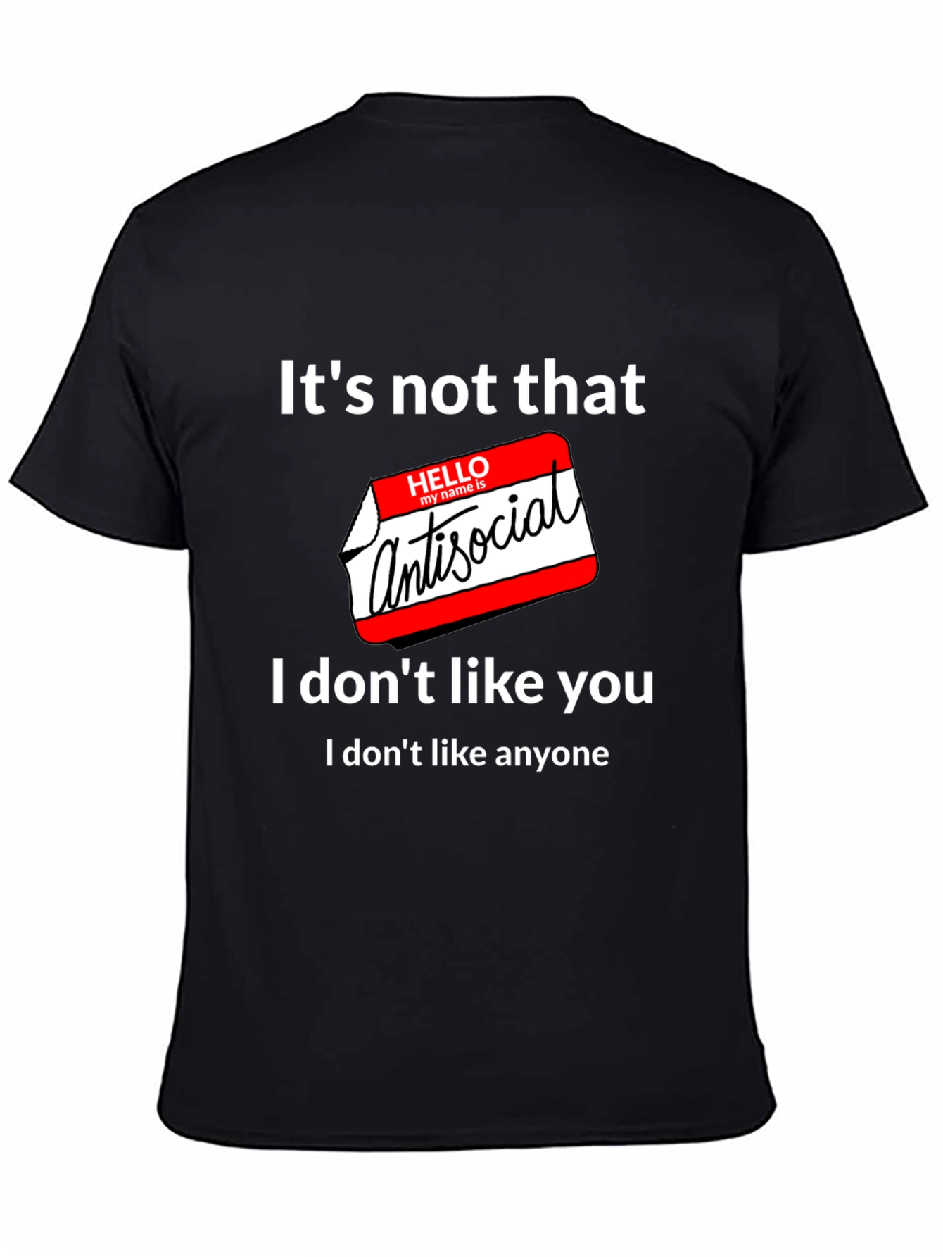 Black Antisocial Graphic T-Shirt - Funny Introvert Tee view 4