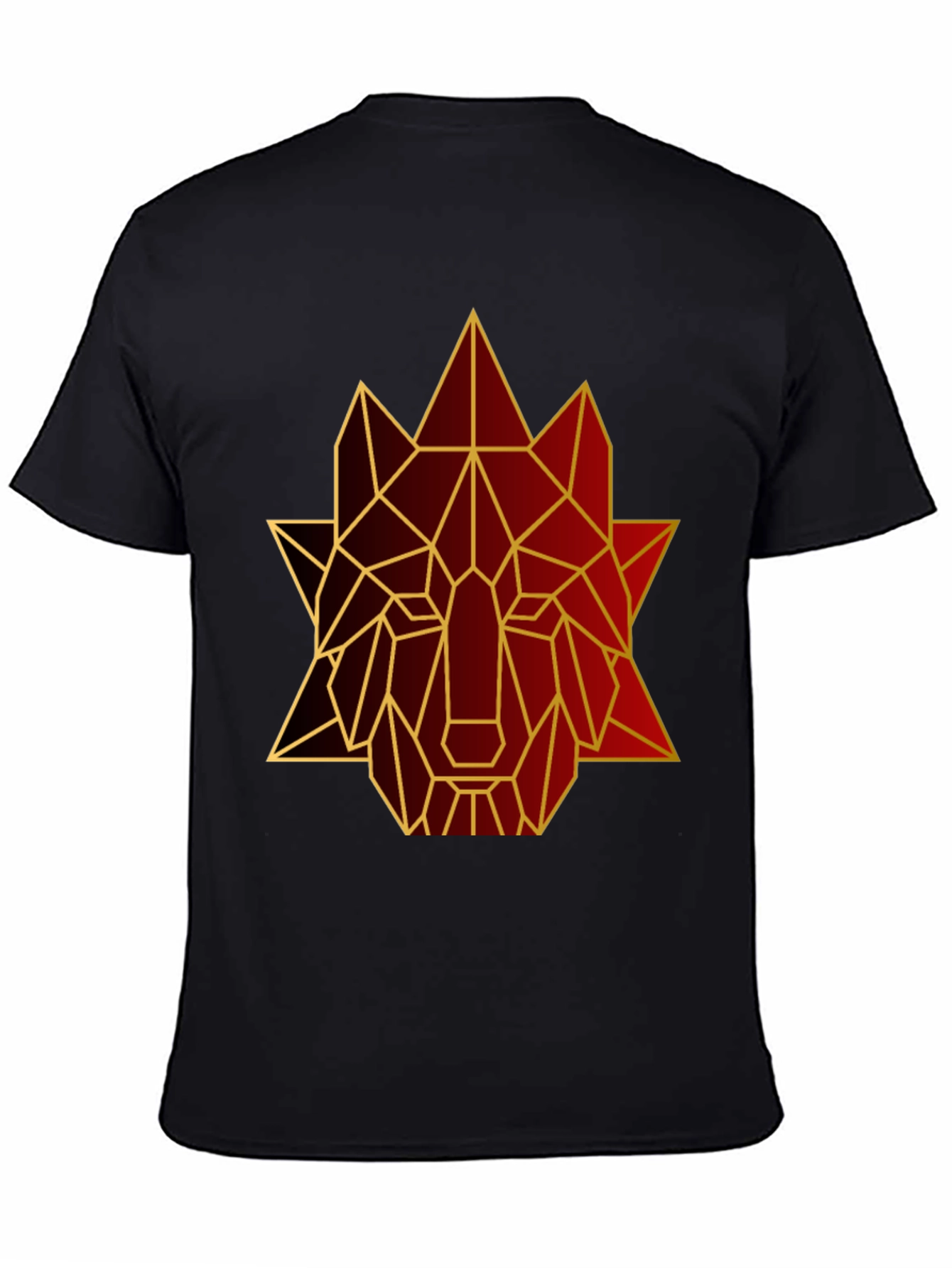 Black Geometric Wolf Graphic Tee - Stylish Men's Black T-Shirt view 4
