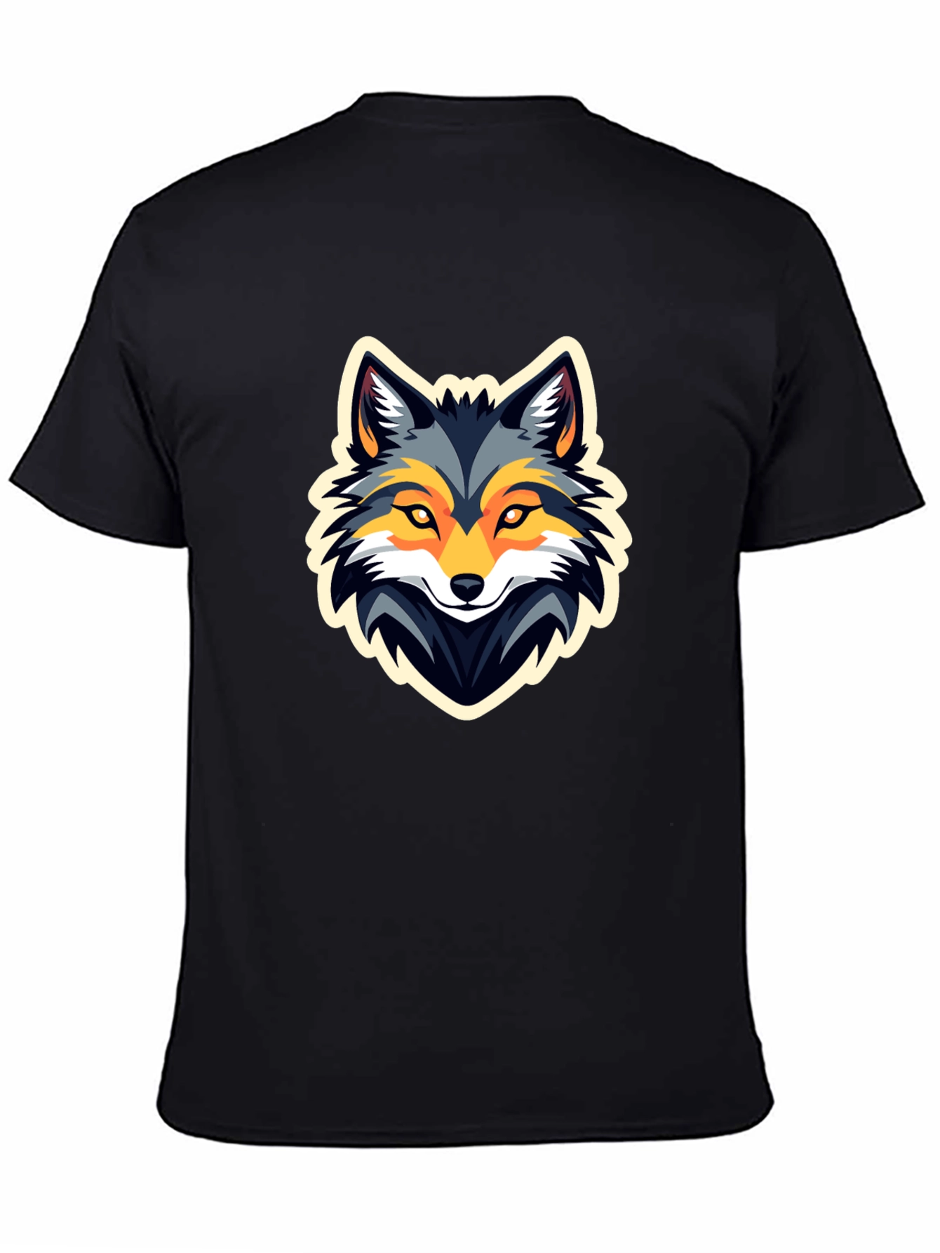 Black Cool Wolf Graphic Black T-Shirt view 4
