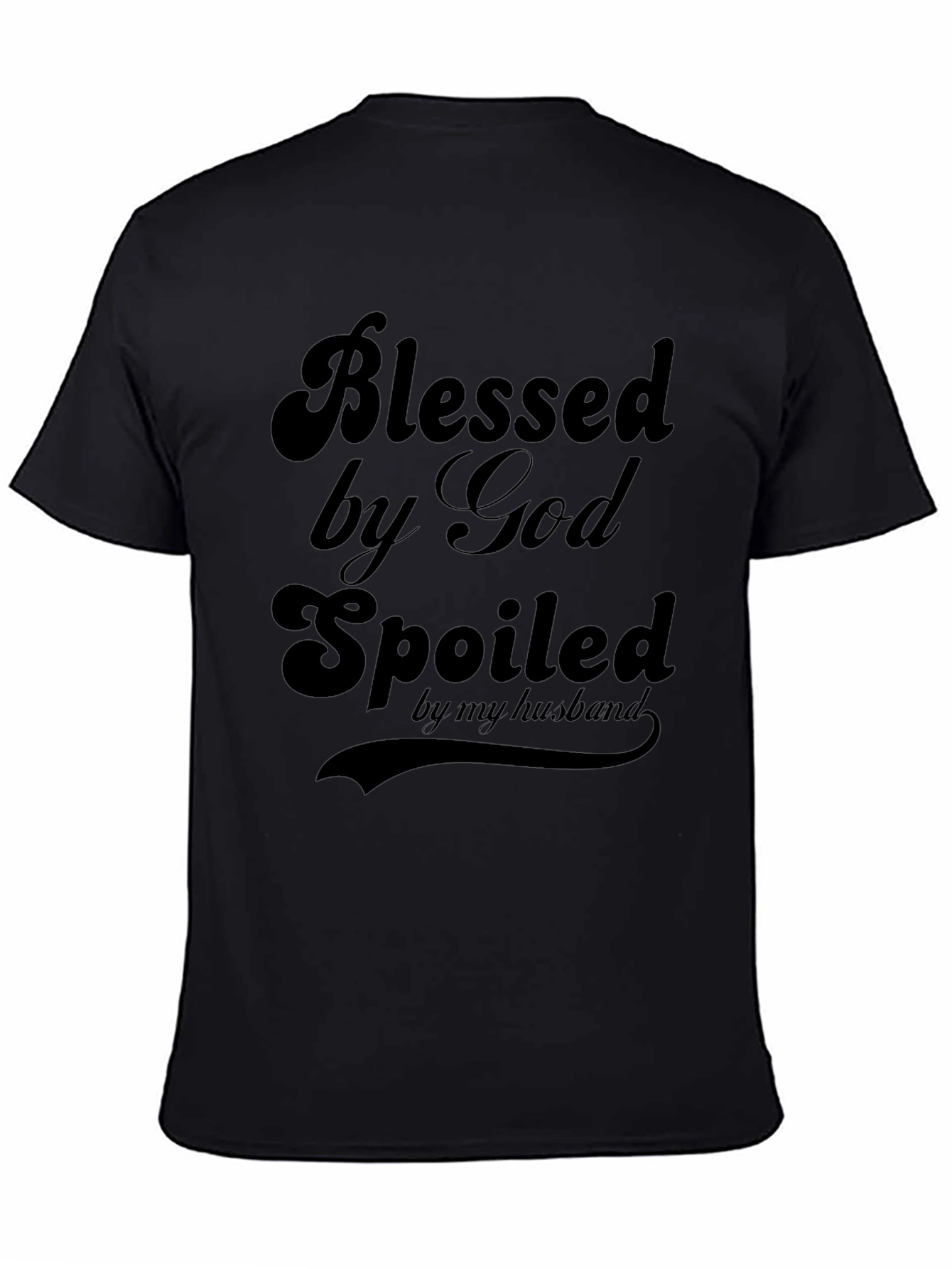 Black Blessed by God, Spoiled by Husband T-Shirt view 4