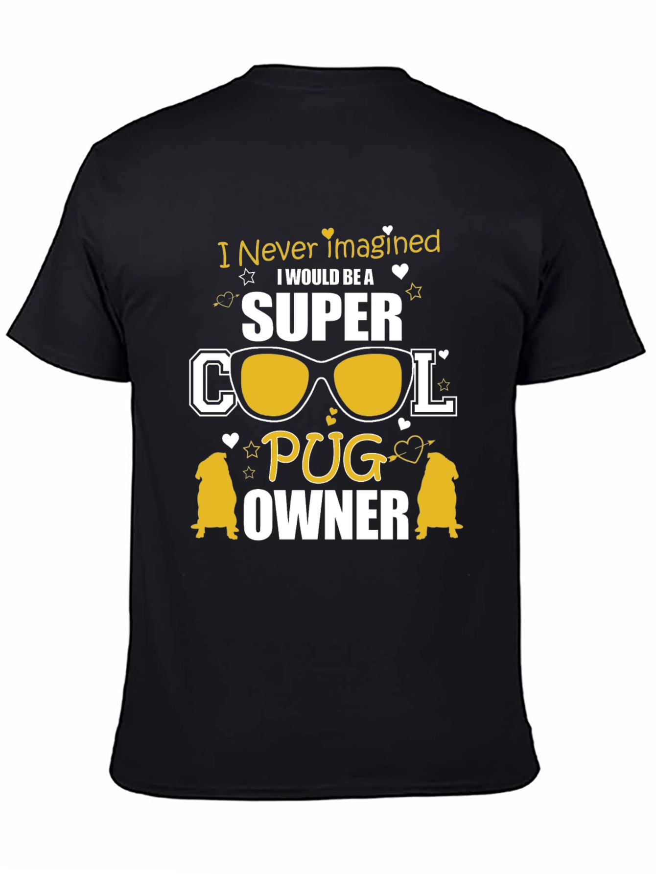 Black Super Cool Pug Owner Black T-Shirt view 4