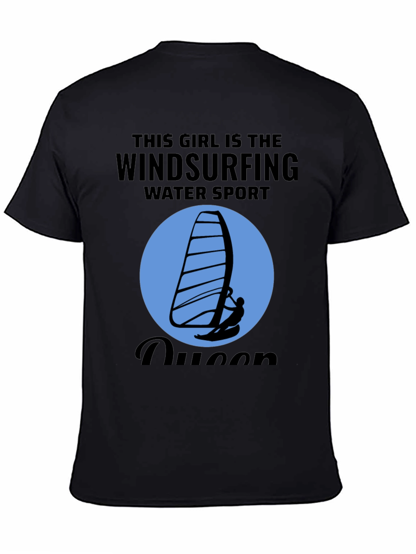 Black Windsurfing Queen T-Shirt - Water Sport Design view 4