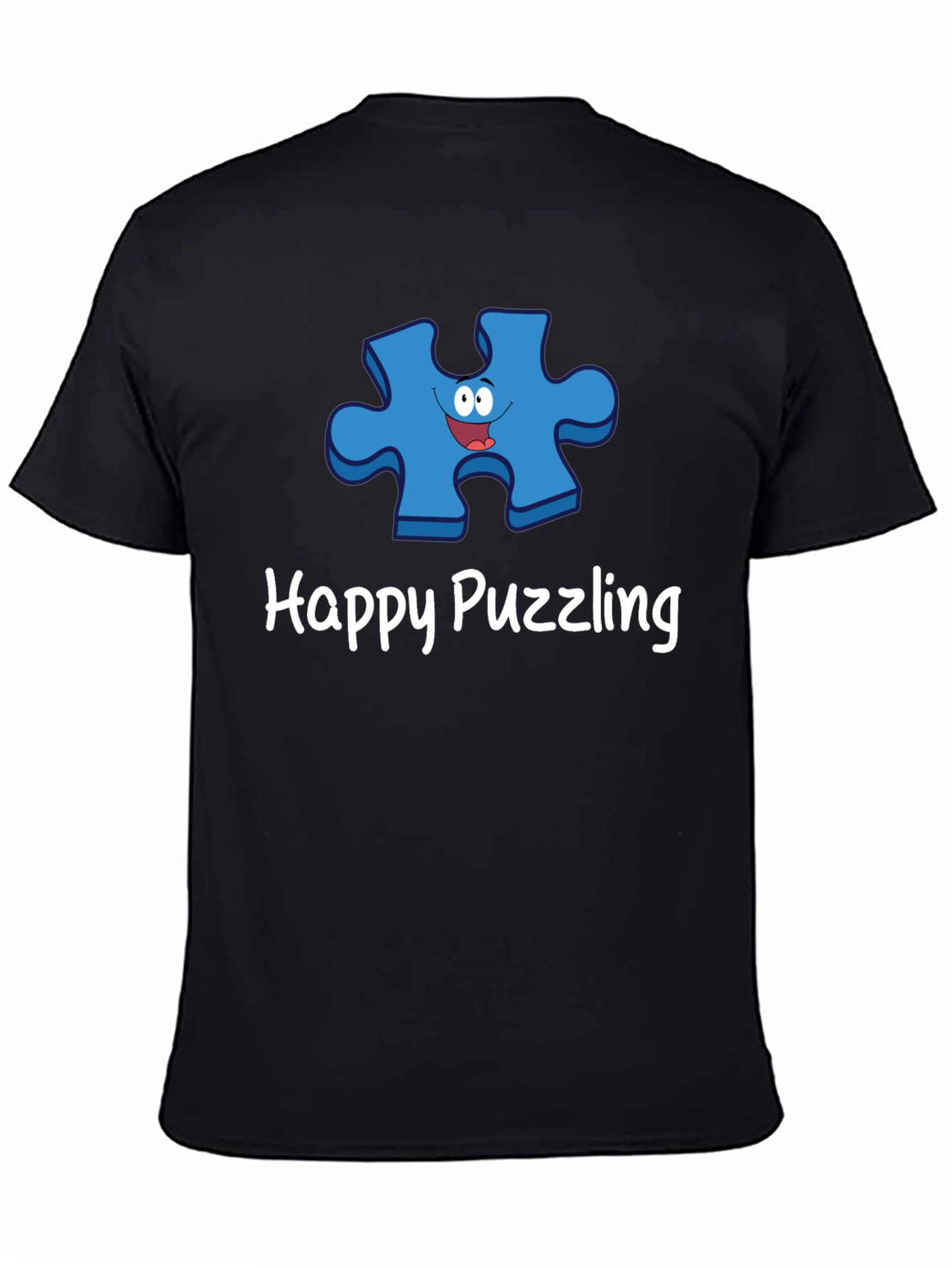 Black Happy Puzzling Graphic T-Shirt view 4