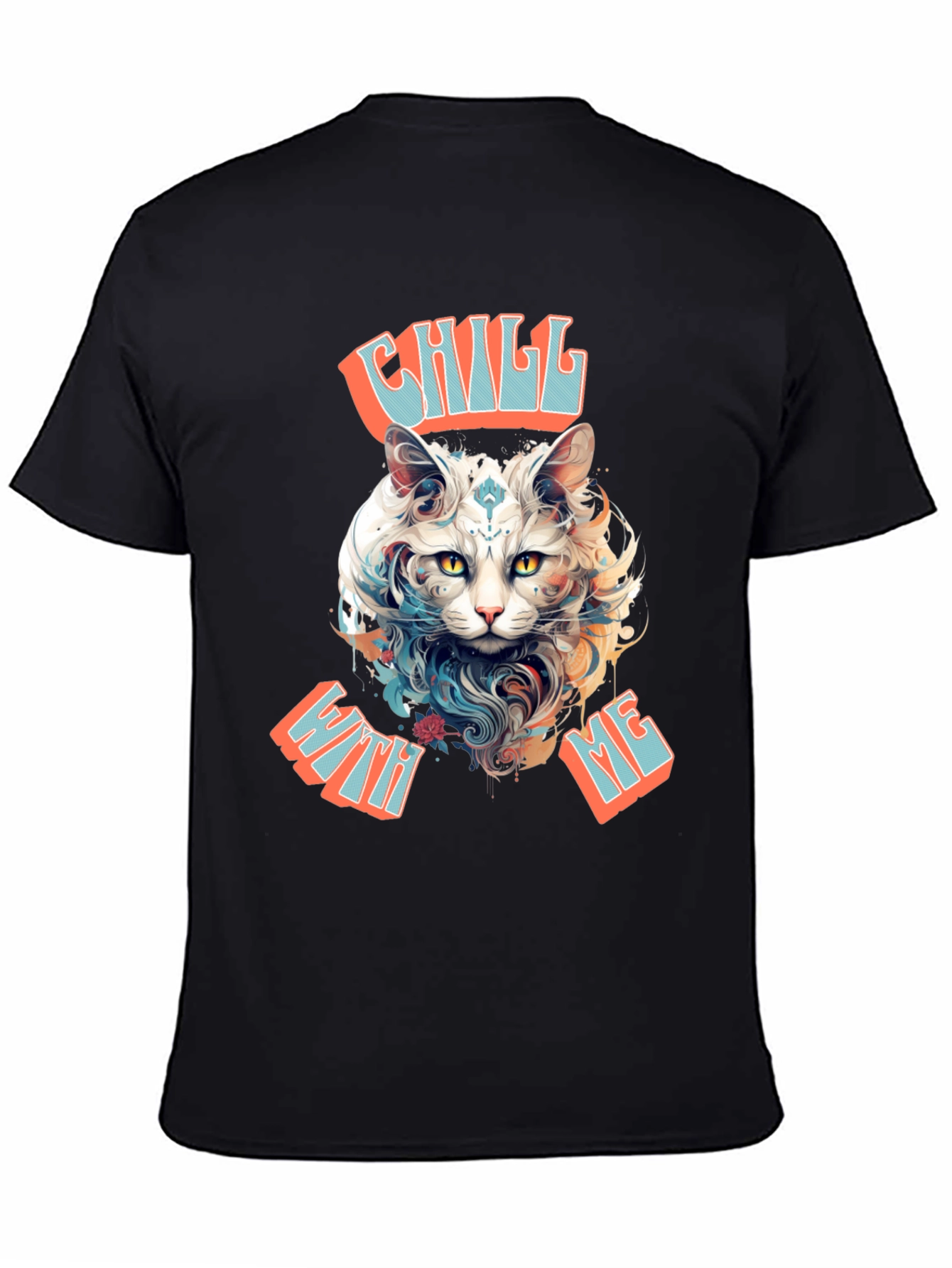 Black Chill With Me Cat Graphic Tee view 4