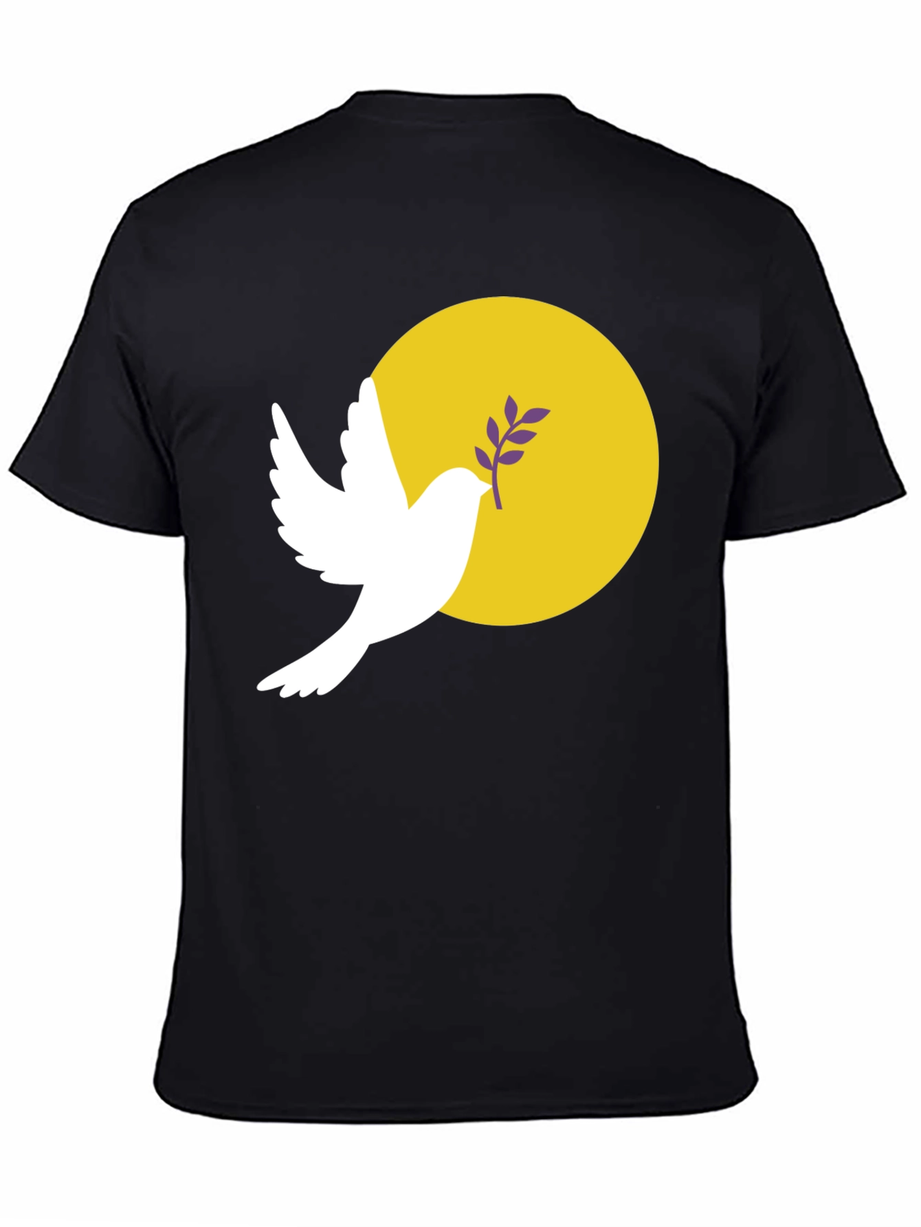 Black Peace Dove Graphic Tee - Stylish Black Cotton Blend T-Shirt view 4