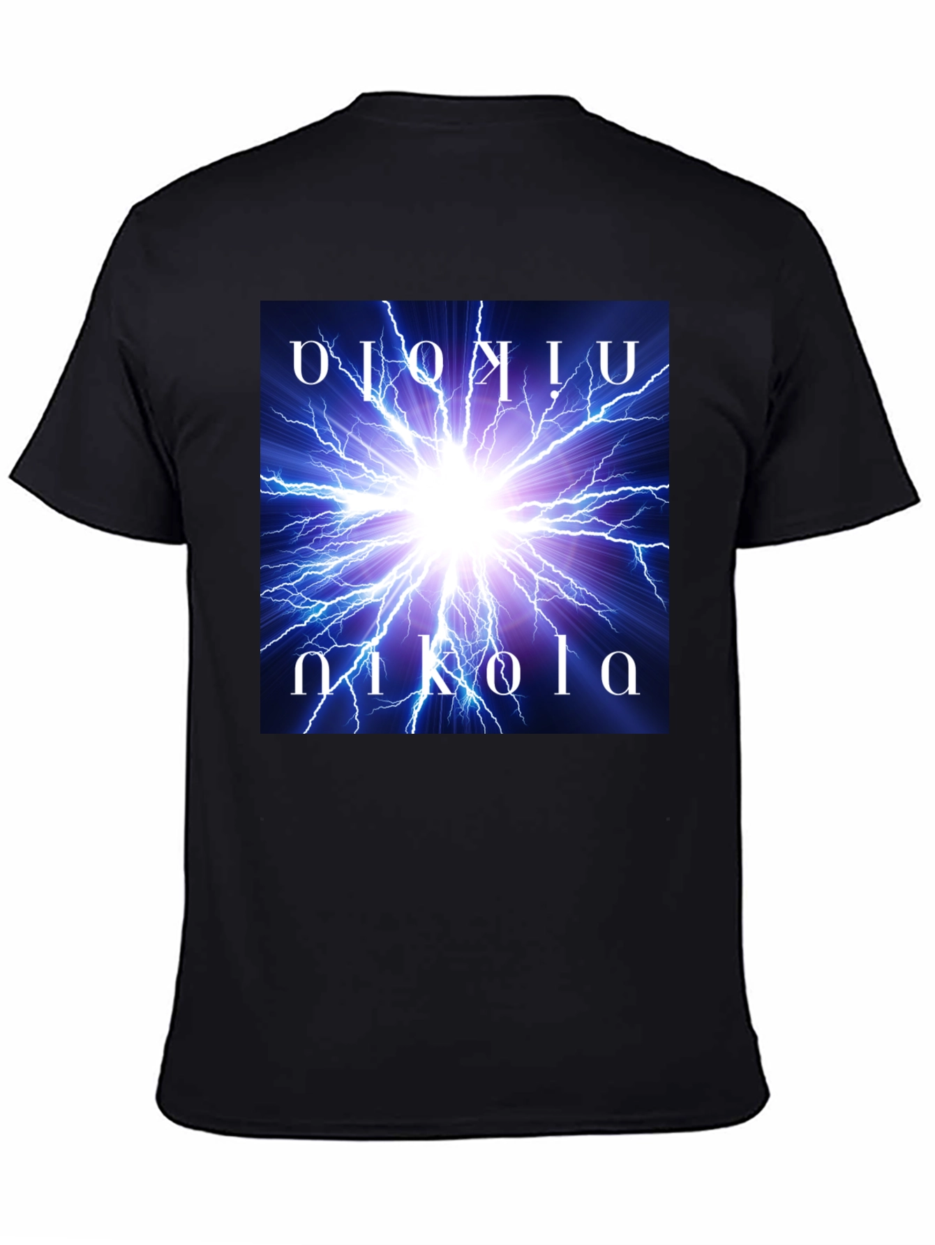 Black Nikola Tesla Lightning Bolt Graphic Tee view 4