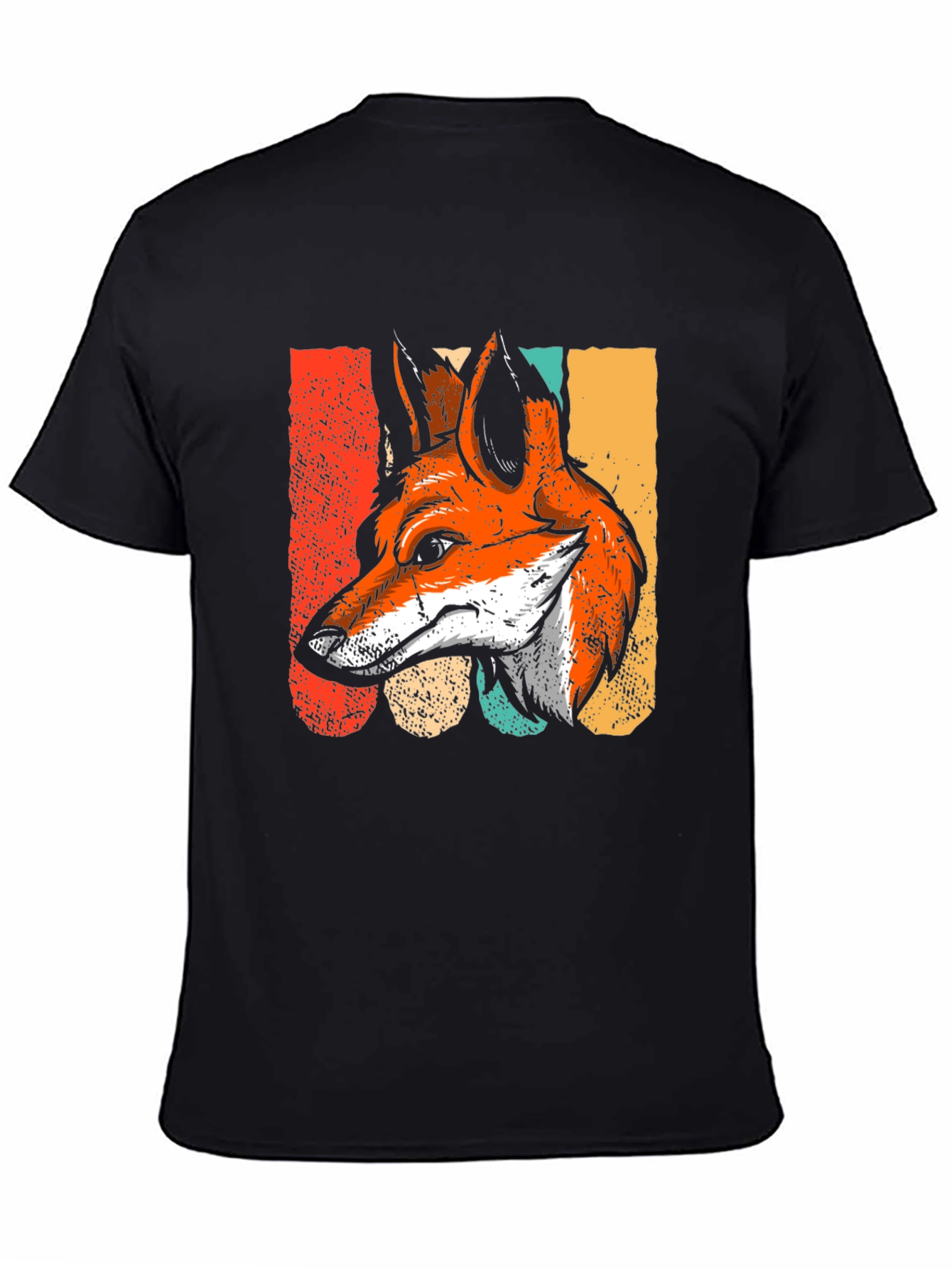 Black Retro Fox Graphic Tee - Cool Animal Design view 4