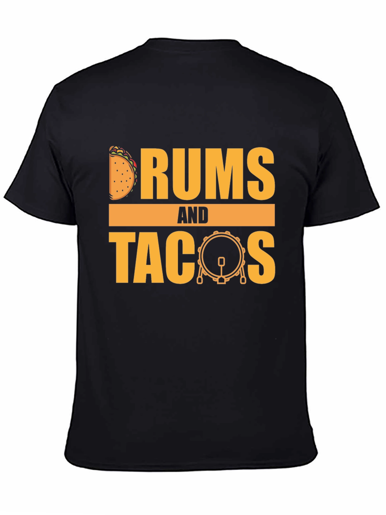 Black Drums and Tacos Graphic T-Shirt - Foodie Musician Tee view 4
