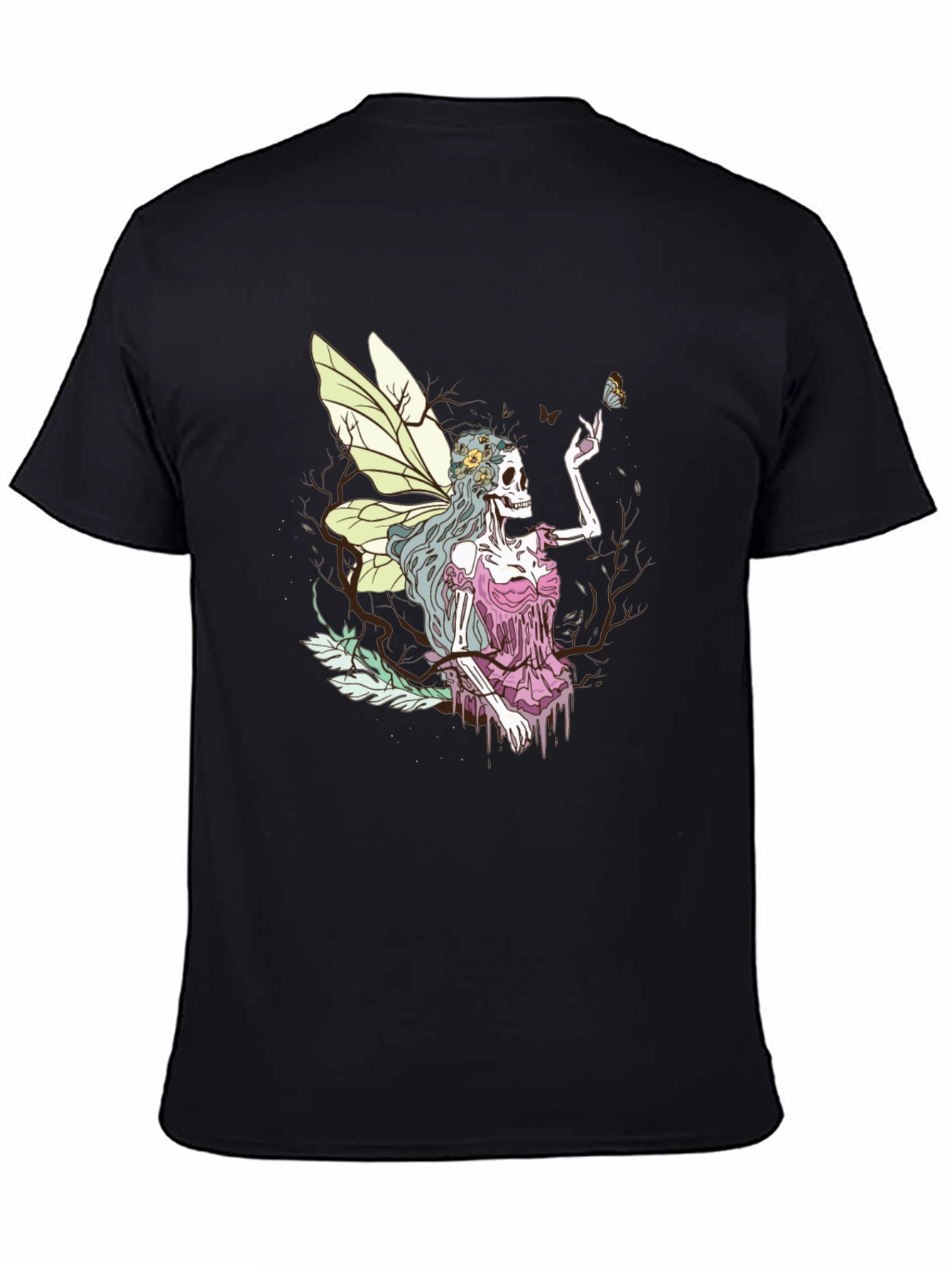 Black Grim Fairy T-Shirt - Skeleton Butterfly Graphic Tee view 4