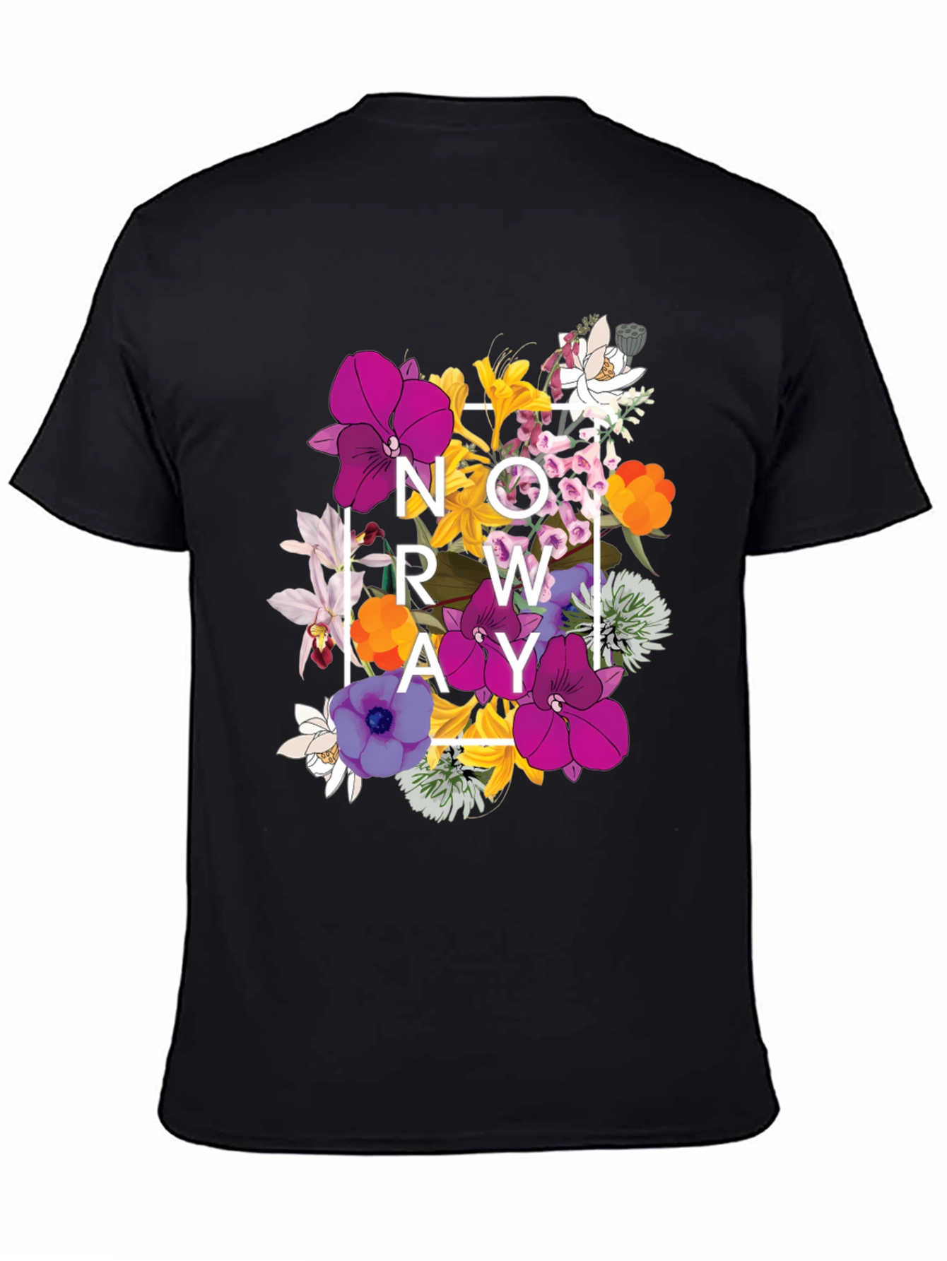 Black Floral Norway Graphic T-Shirt - Black view 4