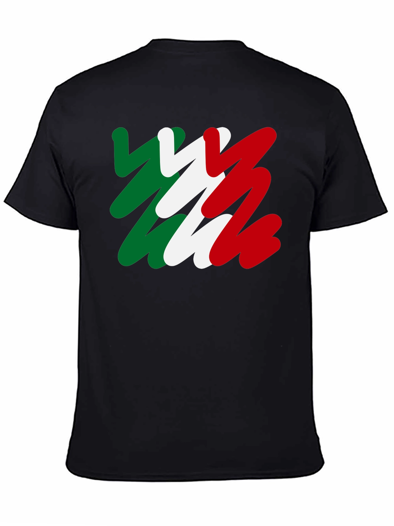 Black Italian Flag T-Shirt - Black Cotton Tee view 4