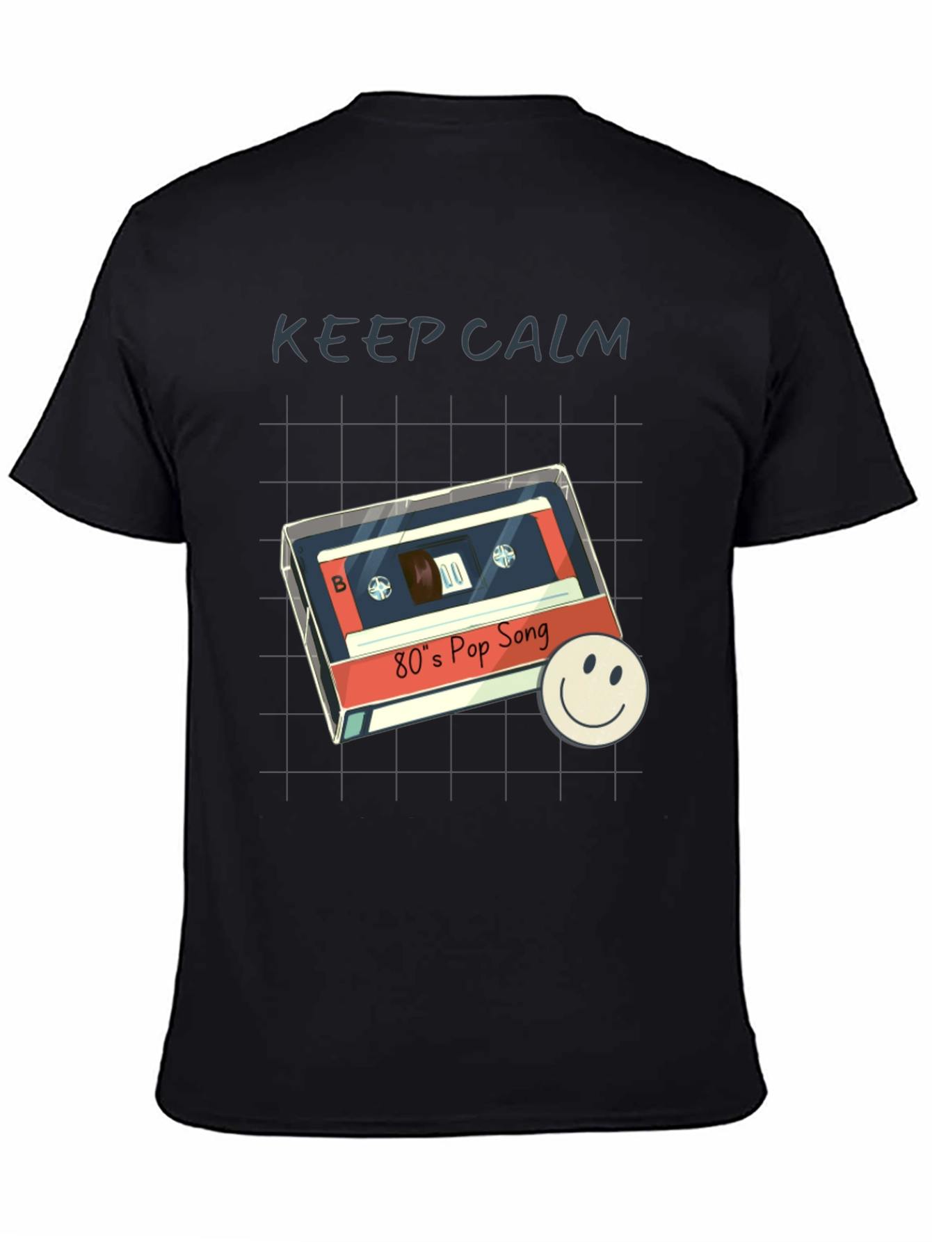 Black Retro 80's Pop Song T-Shirt - Keep Calm Style view 4