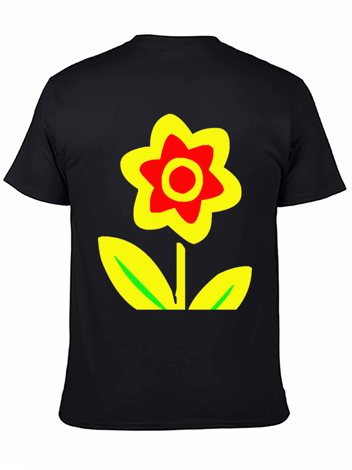 Black Bold Flower Graphic Tee - Black Cotton Blend view 4