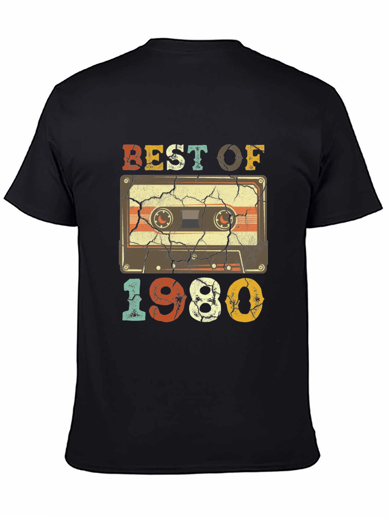 Black Best of 1980 Cassette Tape T-Shirt view 4