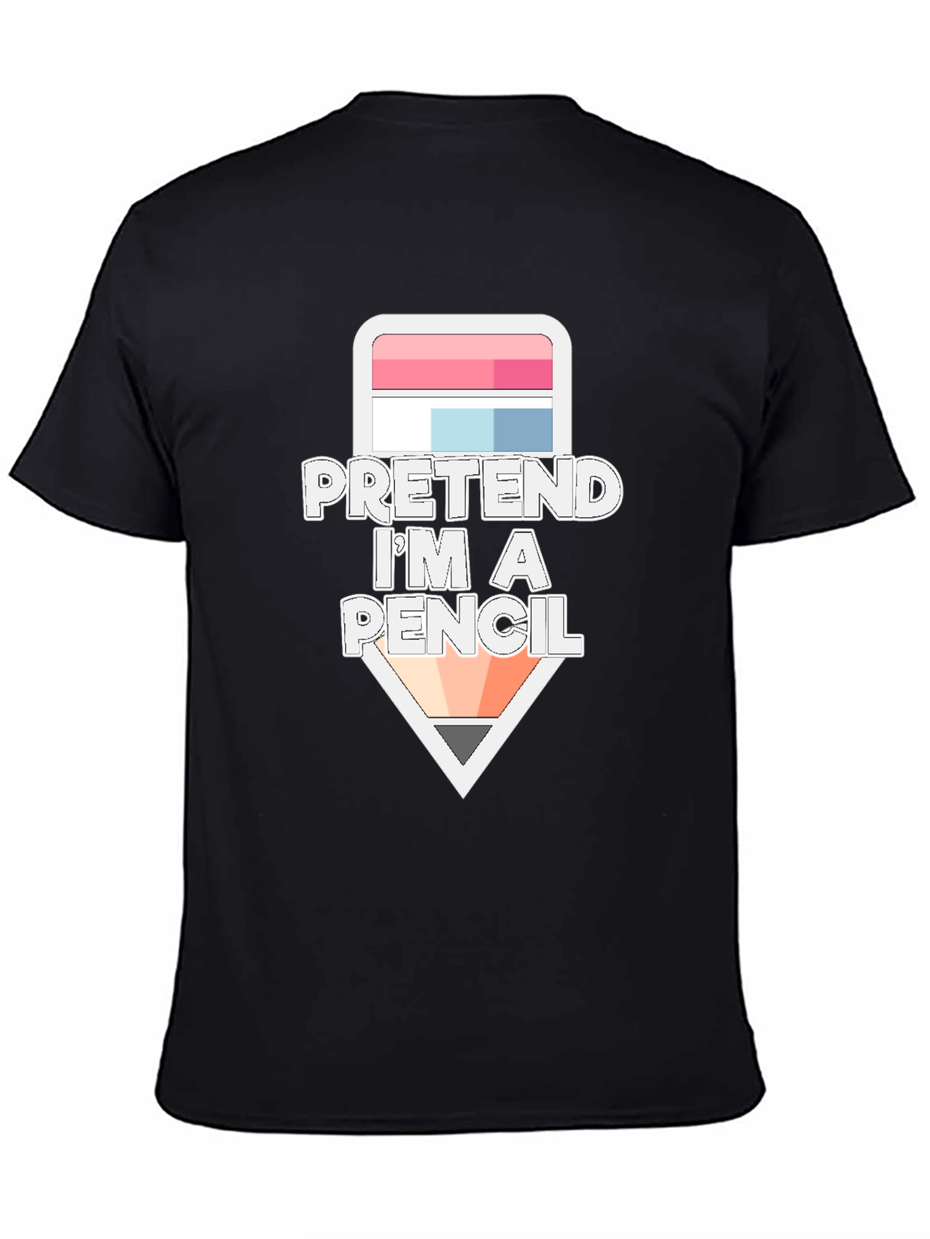 Black Pretend I'm a Pencil Funny Graphic T-Shirt view 4
