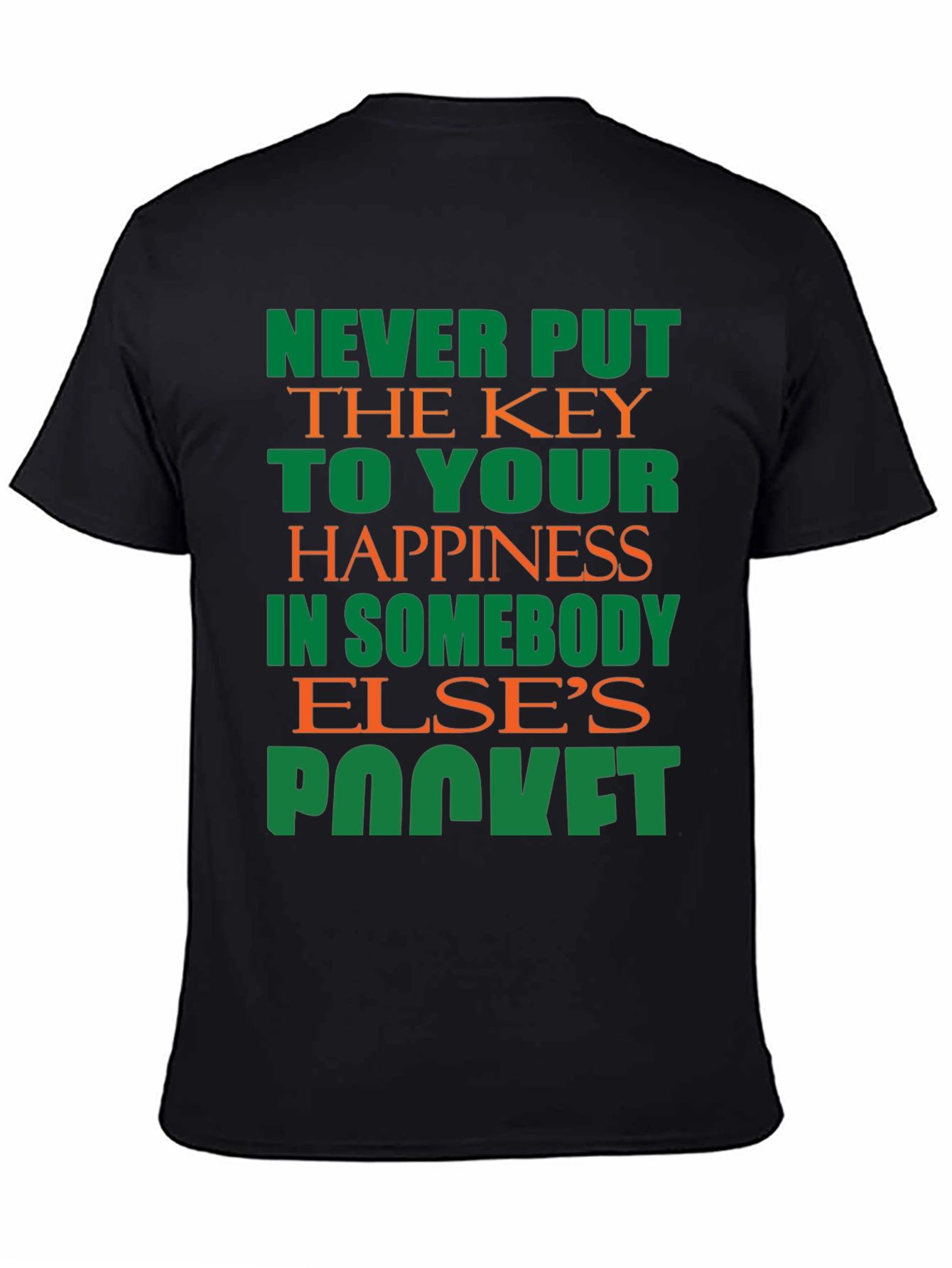 Black Motivational T-Shirt: Your Happiness, Your Key view 4