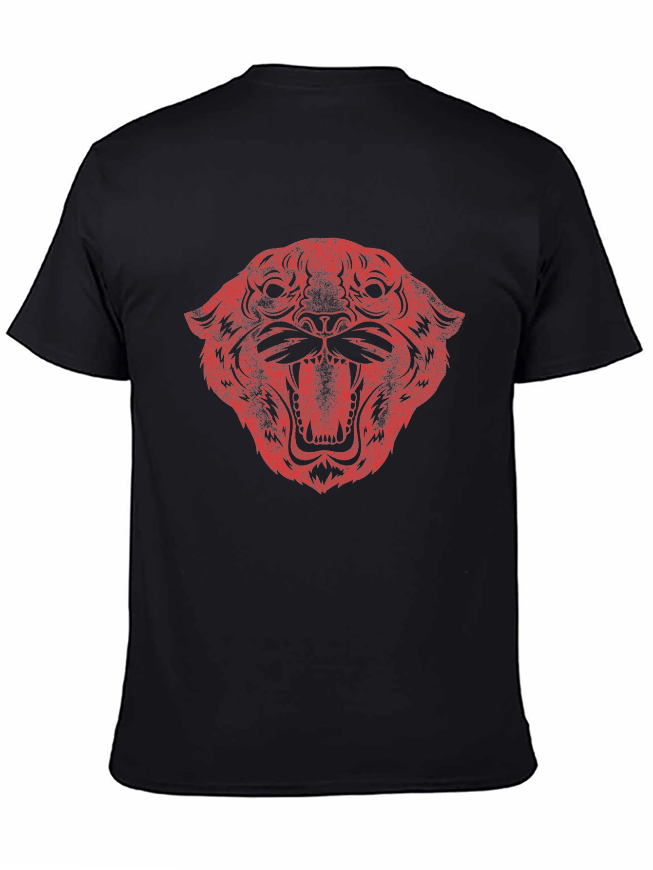 Black Red Tiger Graphic Print Black T-Shirt view 4