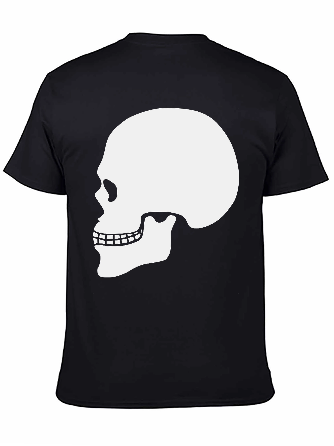 Black Skull Graphic Tee - Black Cotton T-Shirt view 4