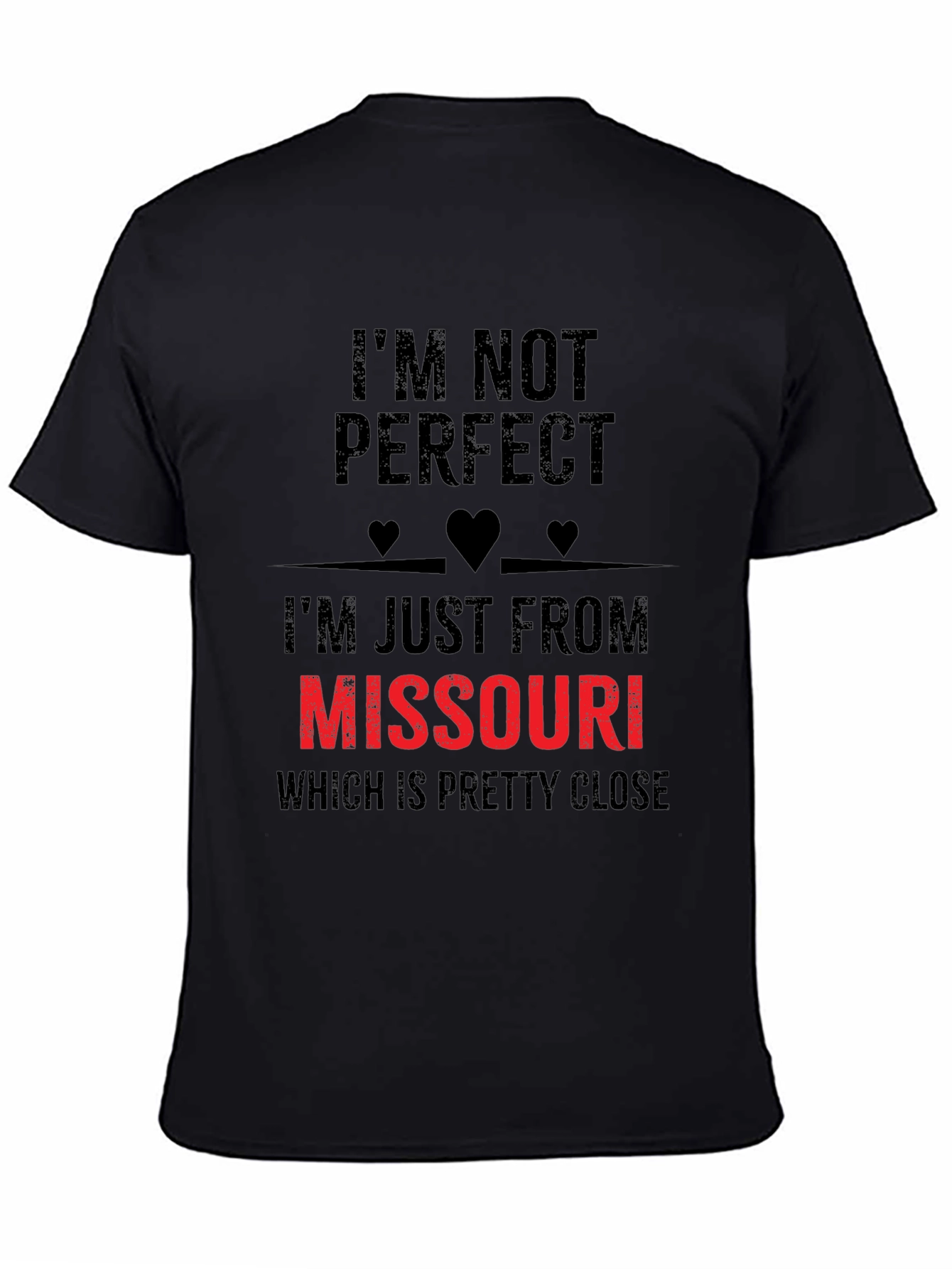 Black I'm Not Perfect Missouri Funny Graphic T-Shirt view 4