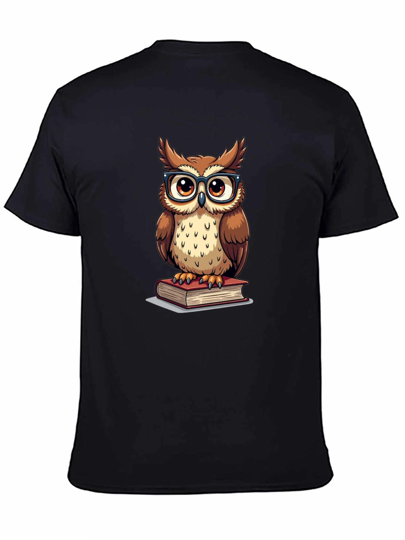 Black Owl Reading Book Graphic T-Shirt view 4
