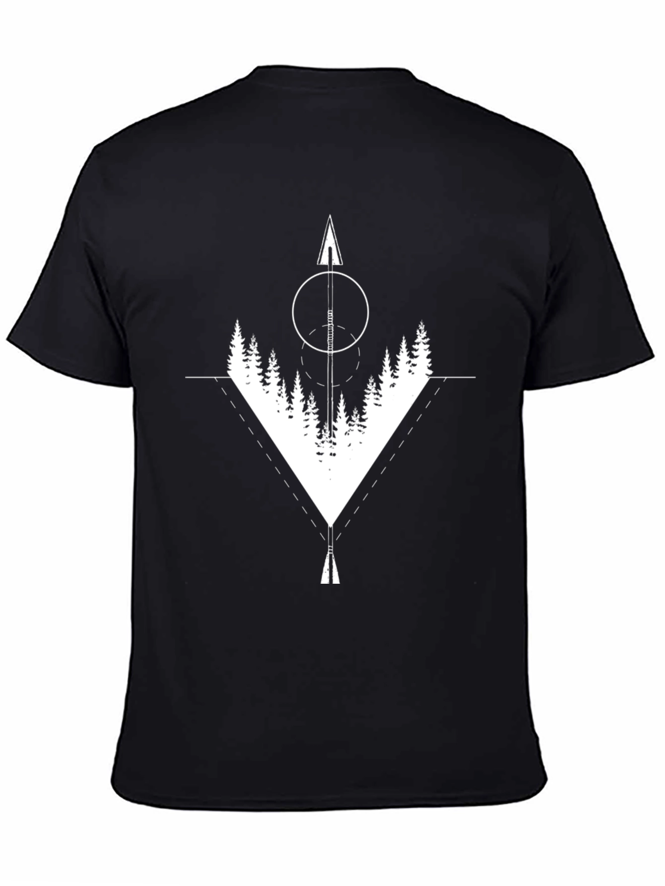 Black Geometric Forest Arrow Graphic Black T-Shirt view 4