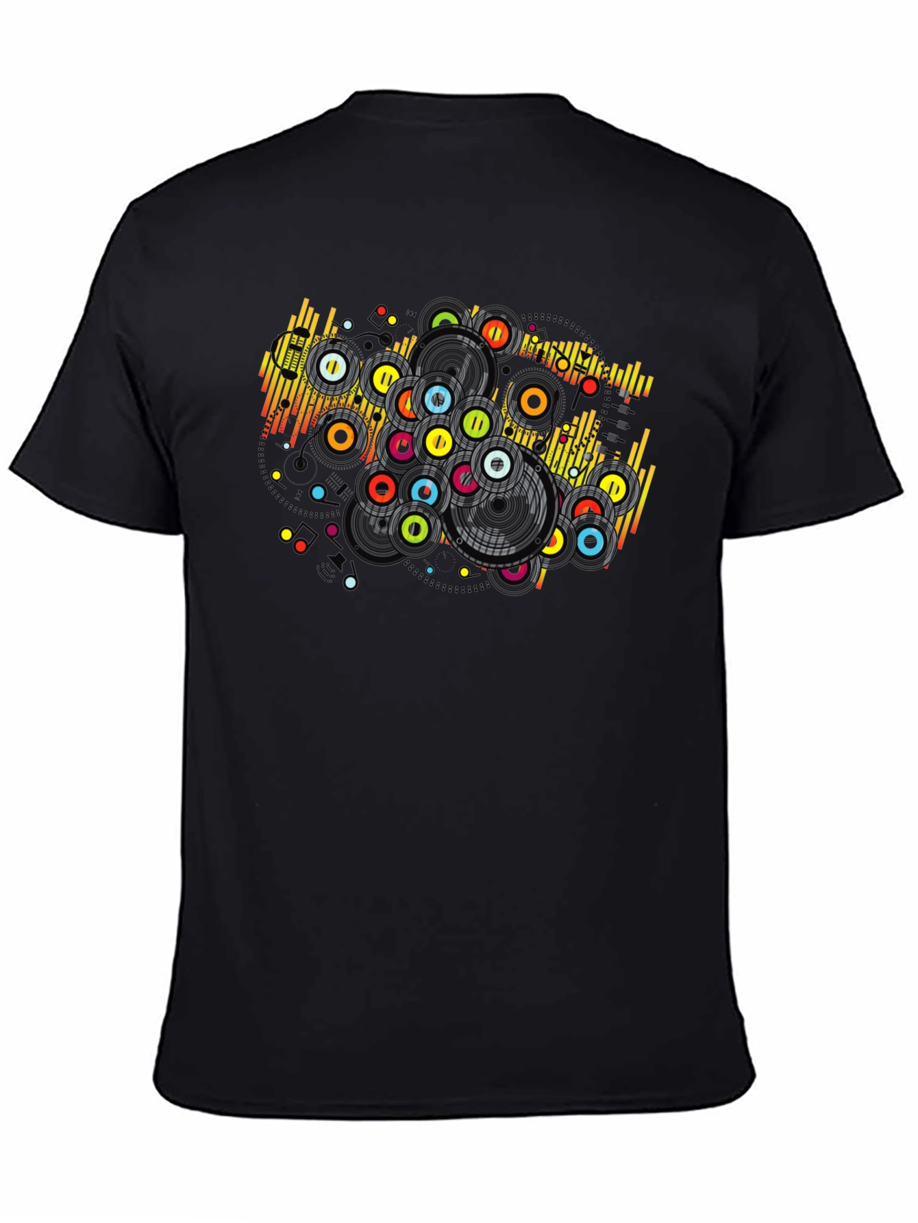 Black Retro Vinyl Record Graphic T-Shirt view 4