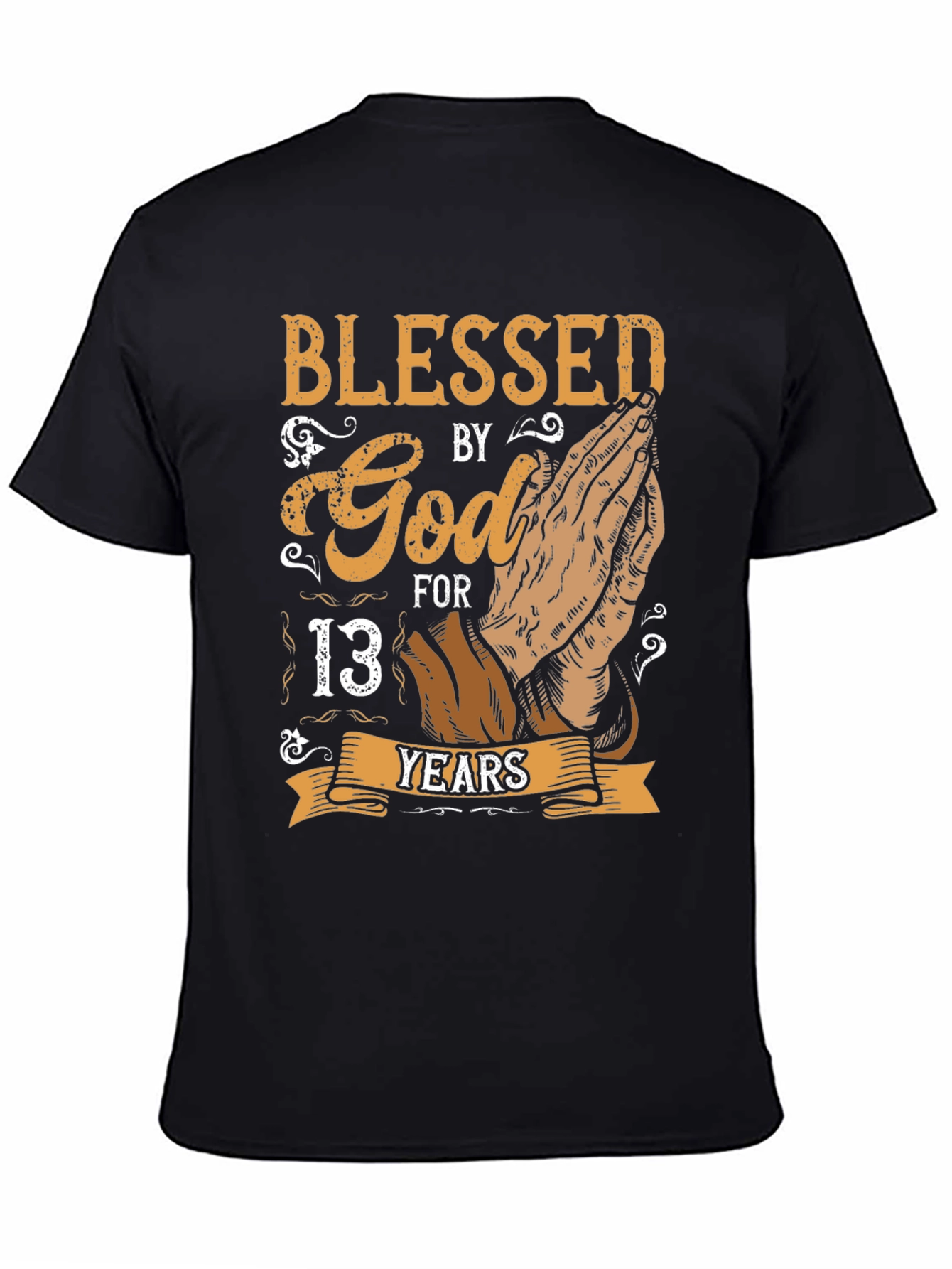 Black Blessed by God 13 Years T-Shirt view 4