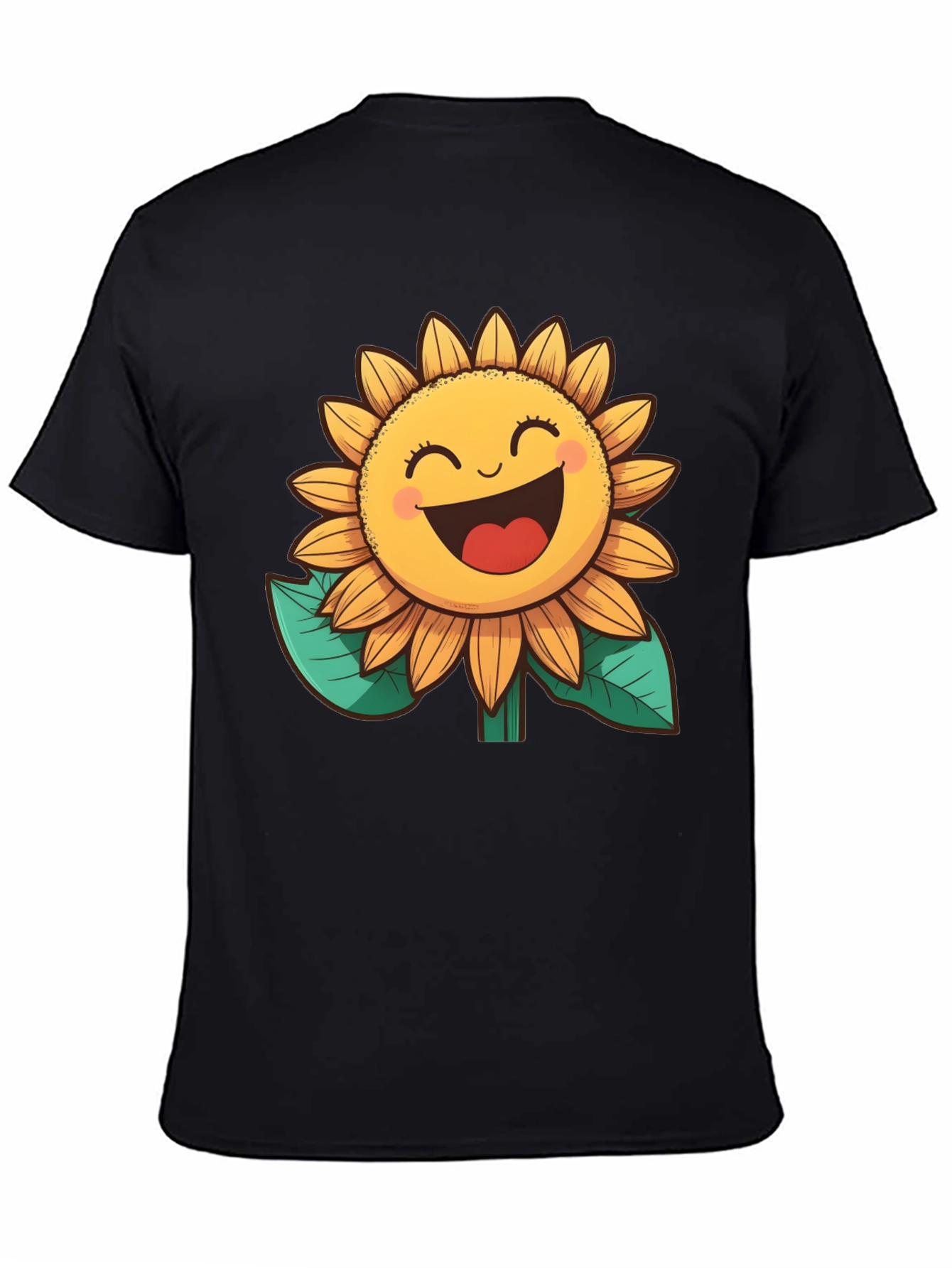 Black Happy Sunflower Graphic Tee - Black view 4
