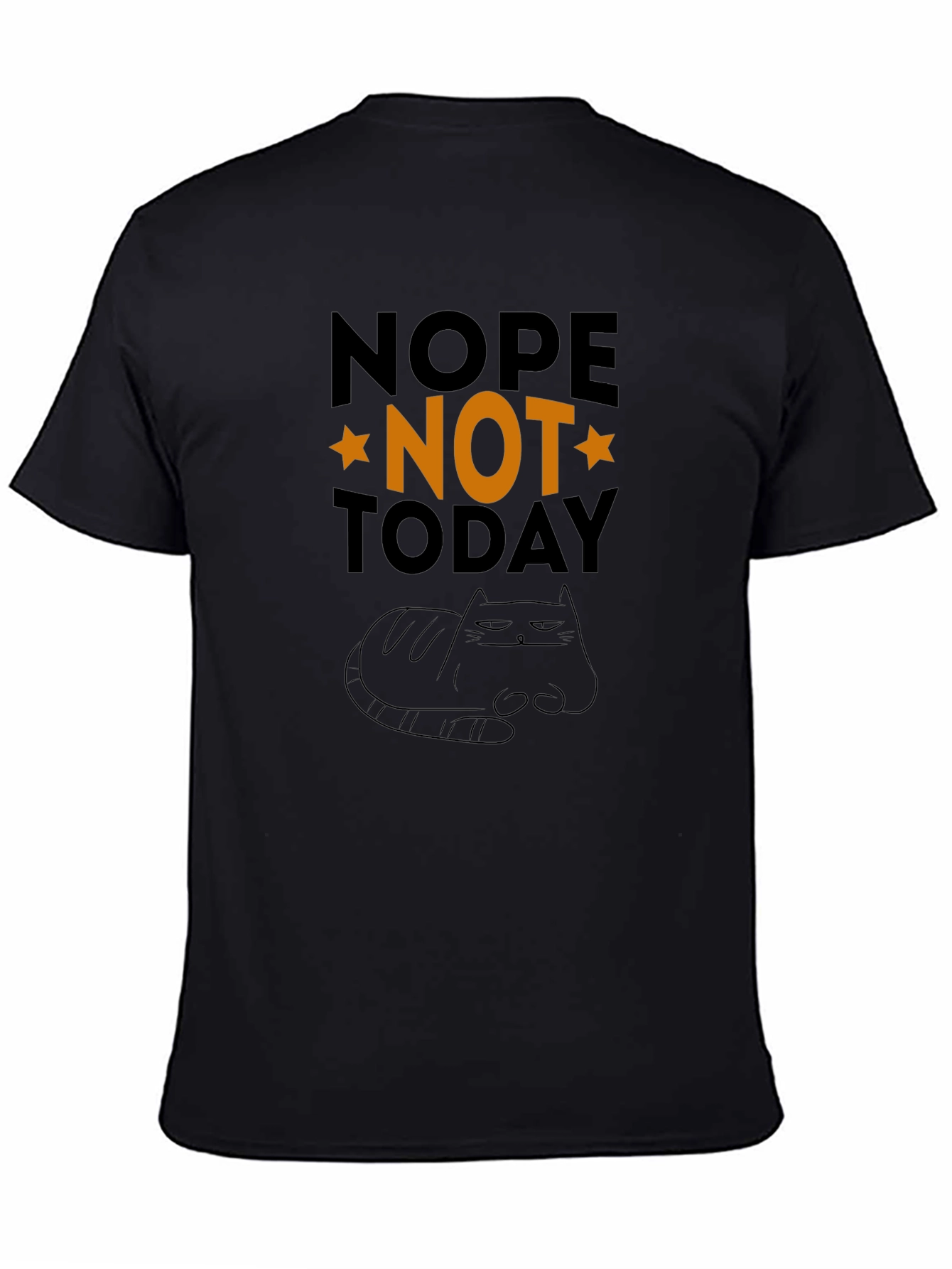 Black Nope Not Today Funny Cat T-Shirt view 4