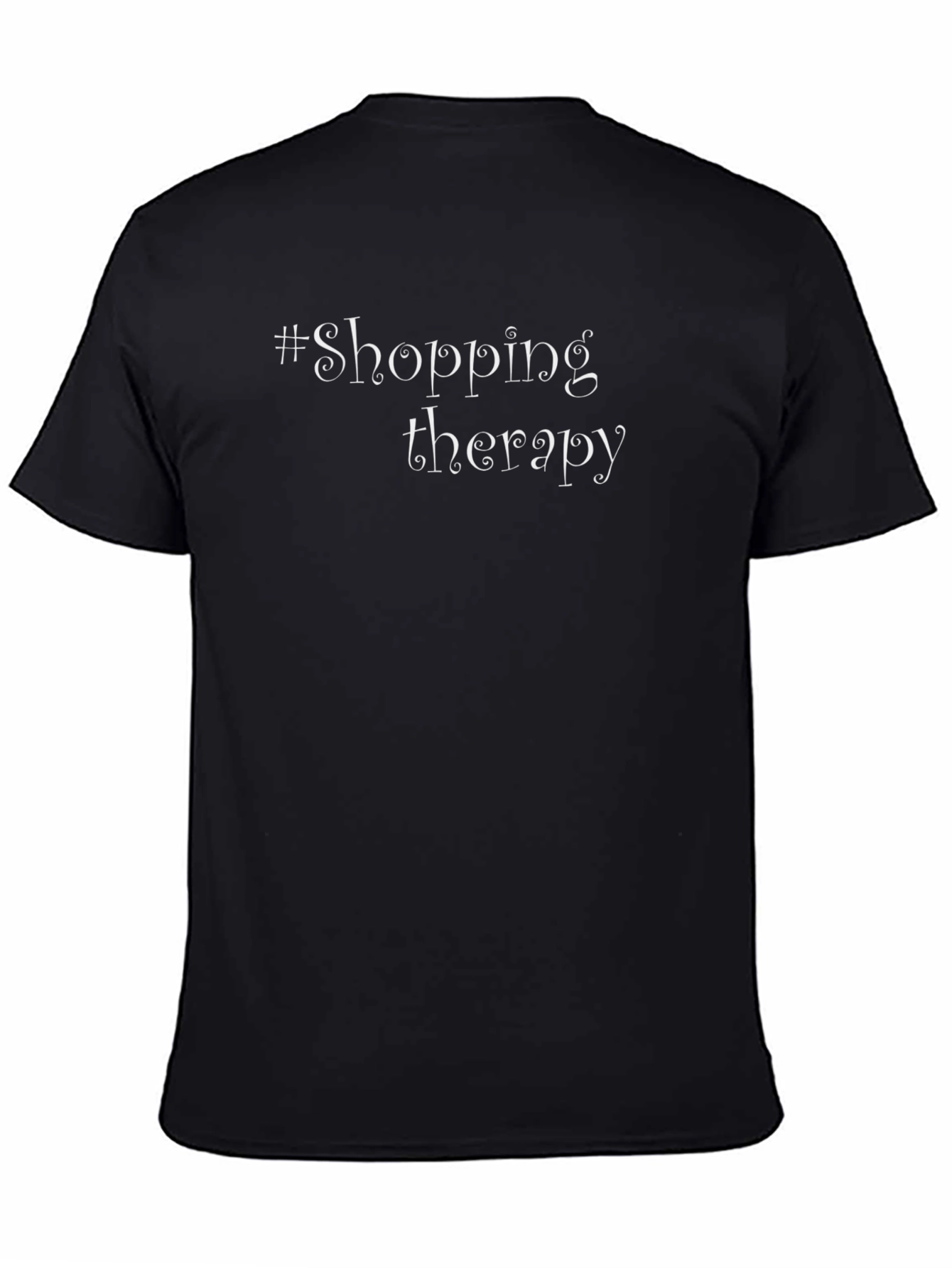 Black Shopping Therapy Black T-Shirt view 4