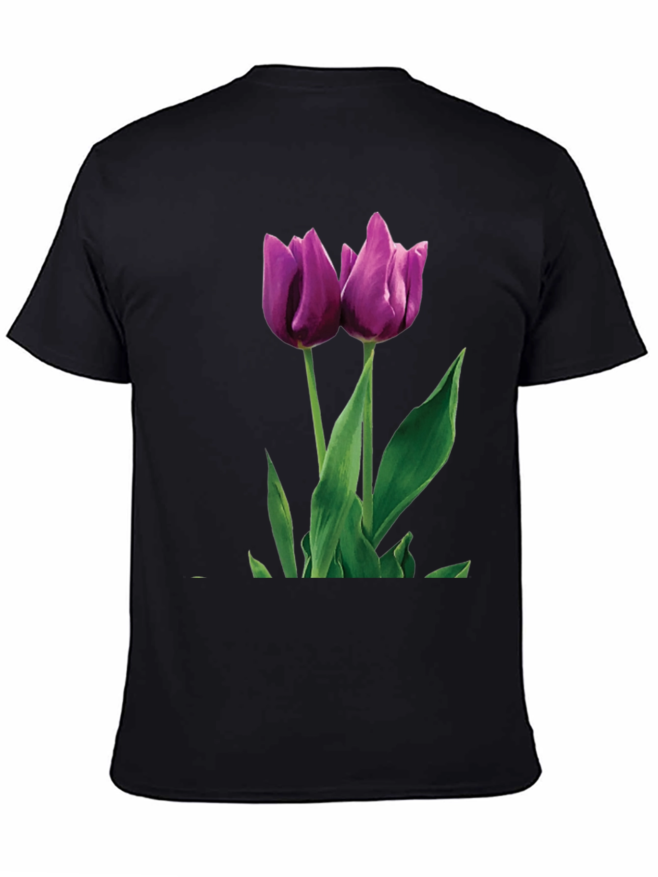 Black Tulip Graphic T-Shirt - Black Cotton Blend view 4