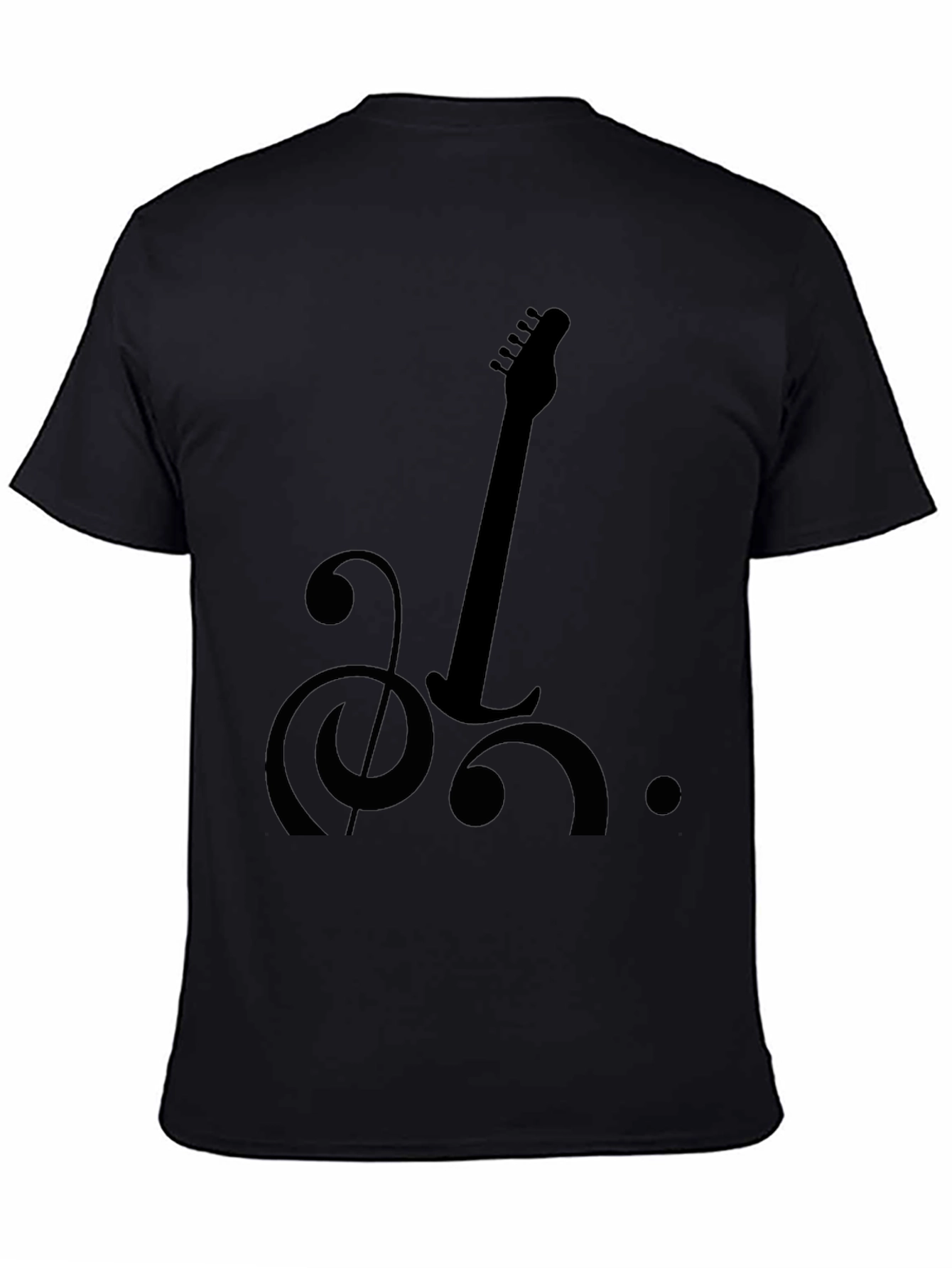 Black Musical Guitar Graphic Tee - Black Cotton Blend view 4