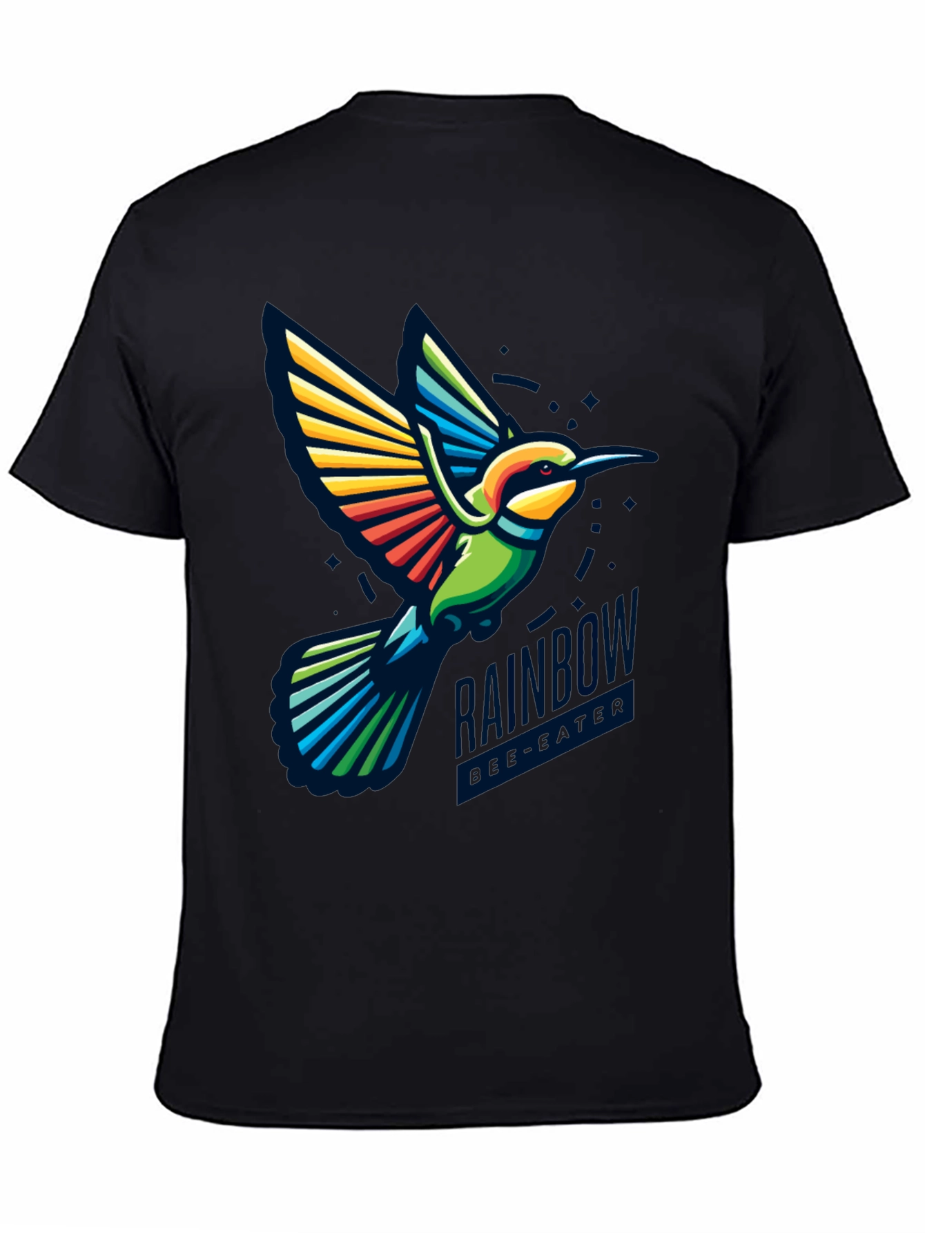 Black Rainbow Hummingbird Graphic Tee - Stylish Bird Lover Shirt view 4