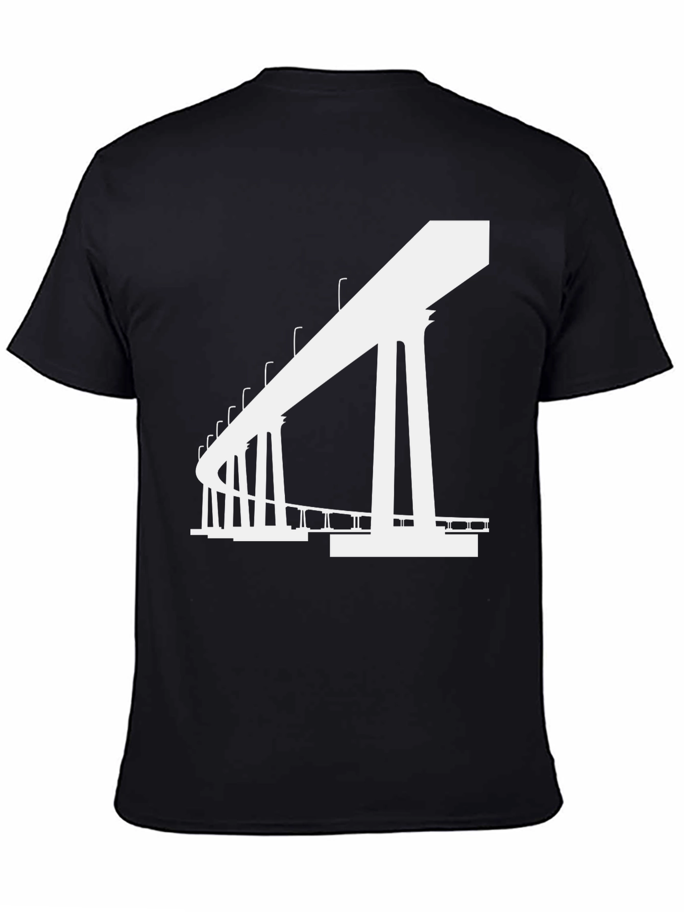 Black Modern Bridge Graphic Tee - Black Cotton T-Shirt view 4