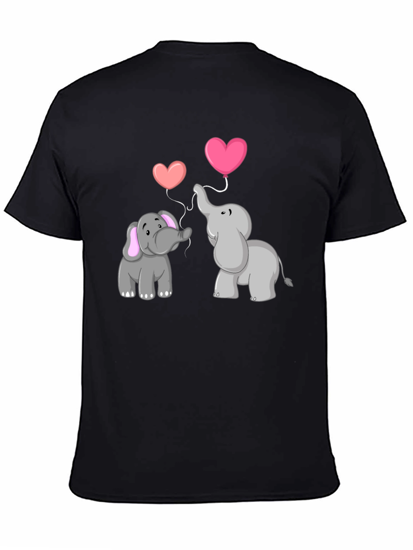 Black Elephant Love T-Shirt - Heart Balloon Design view 4