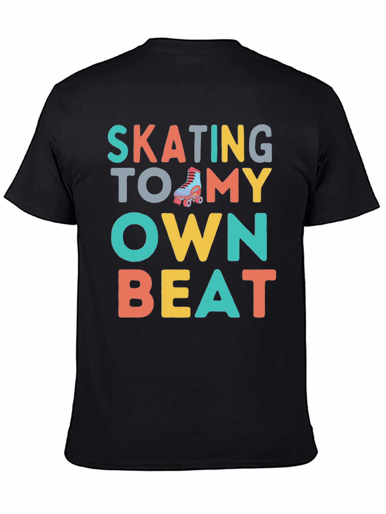 Black Skating To My Own Beat Roller Skate Graphic T-Shirt view 4