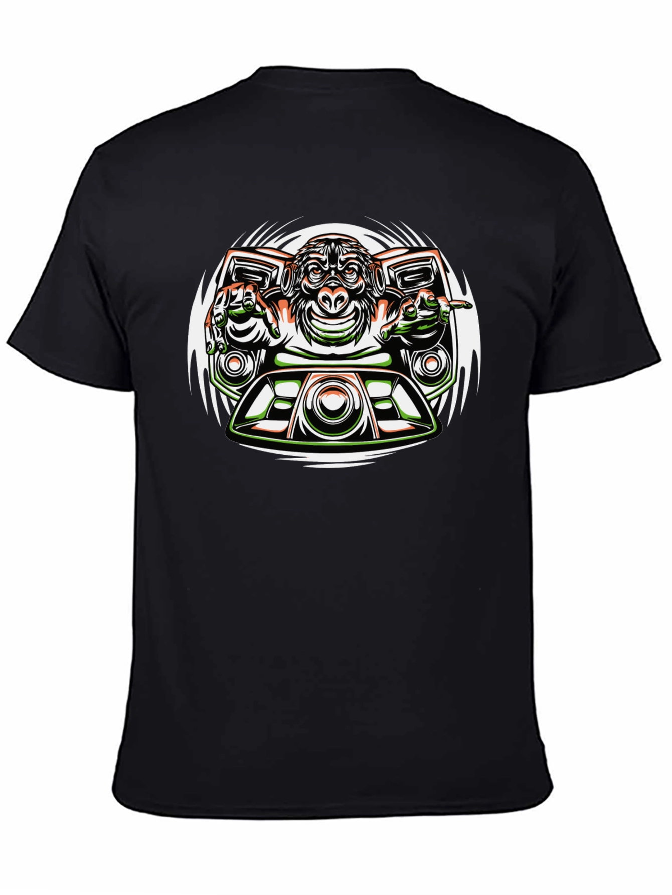 Black DJ Monkey Graphic Tee - Unique Streetwear Design view 4