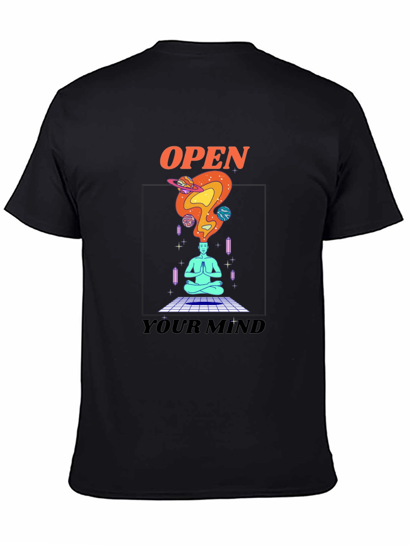 Black Open Your Mind Graphic T-Shirt - Black Tee view 4