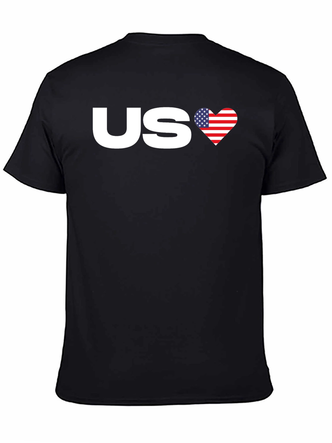 Black US Flag Heart Graphic Tee - Patriotic Pride view 4