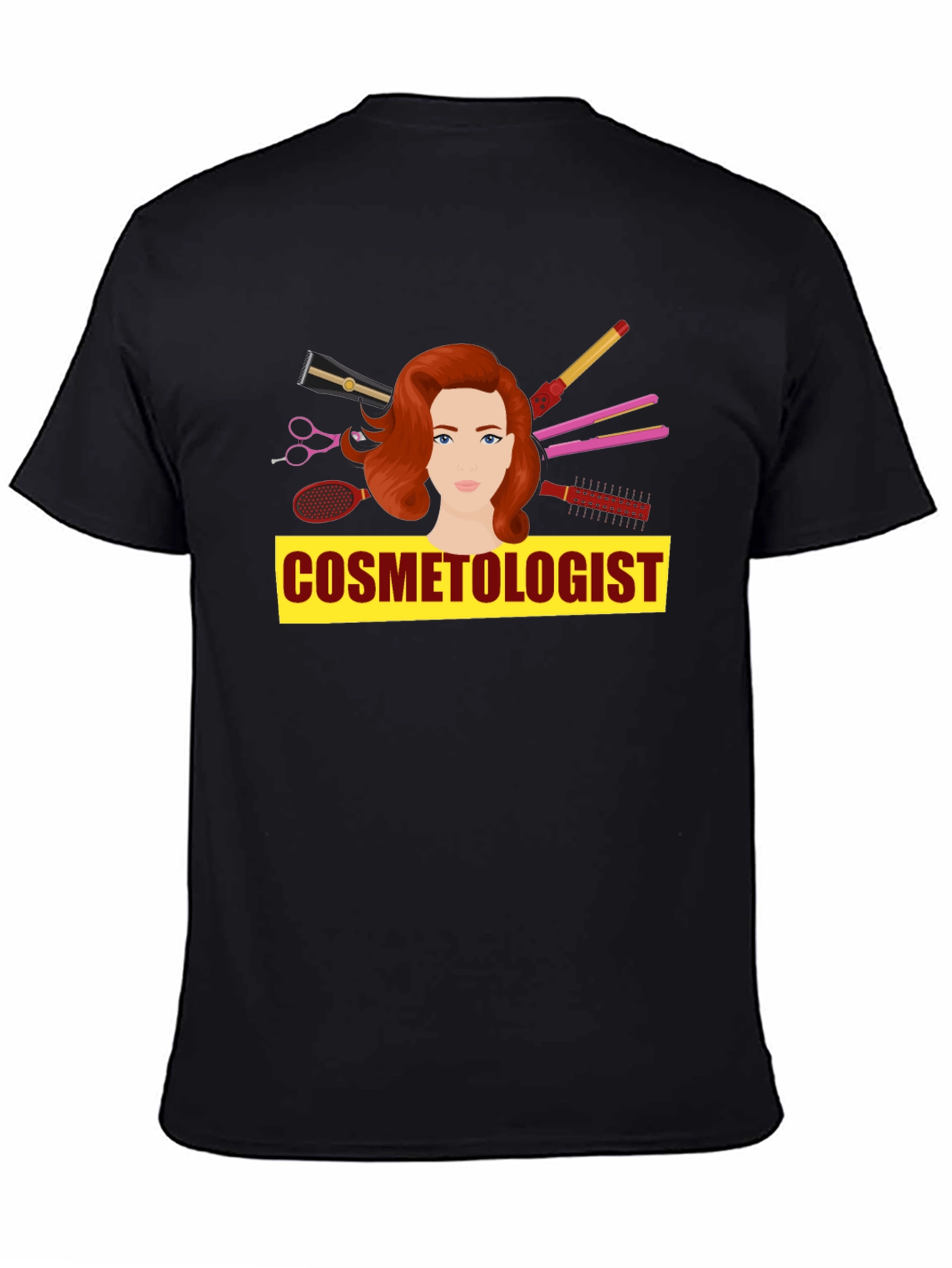 Black Cosmetologist T-Shirt - Hair Stylist Tee view 4