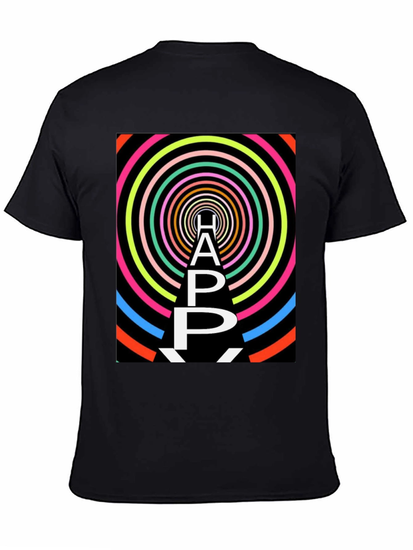 Black Happy Graphic Tee - Black Unisex Shirt view 4