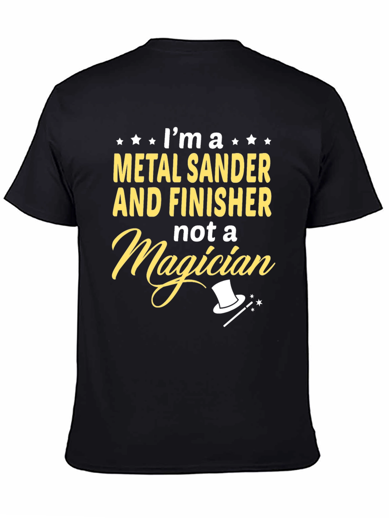 Black Metal Sander Finisher T-Shirt - Funny Work Tee view 4