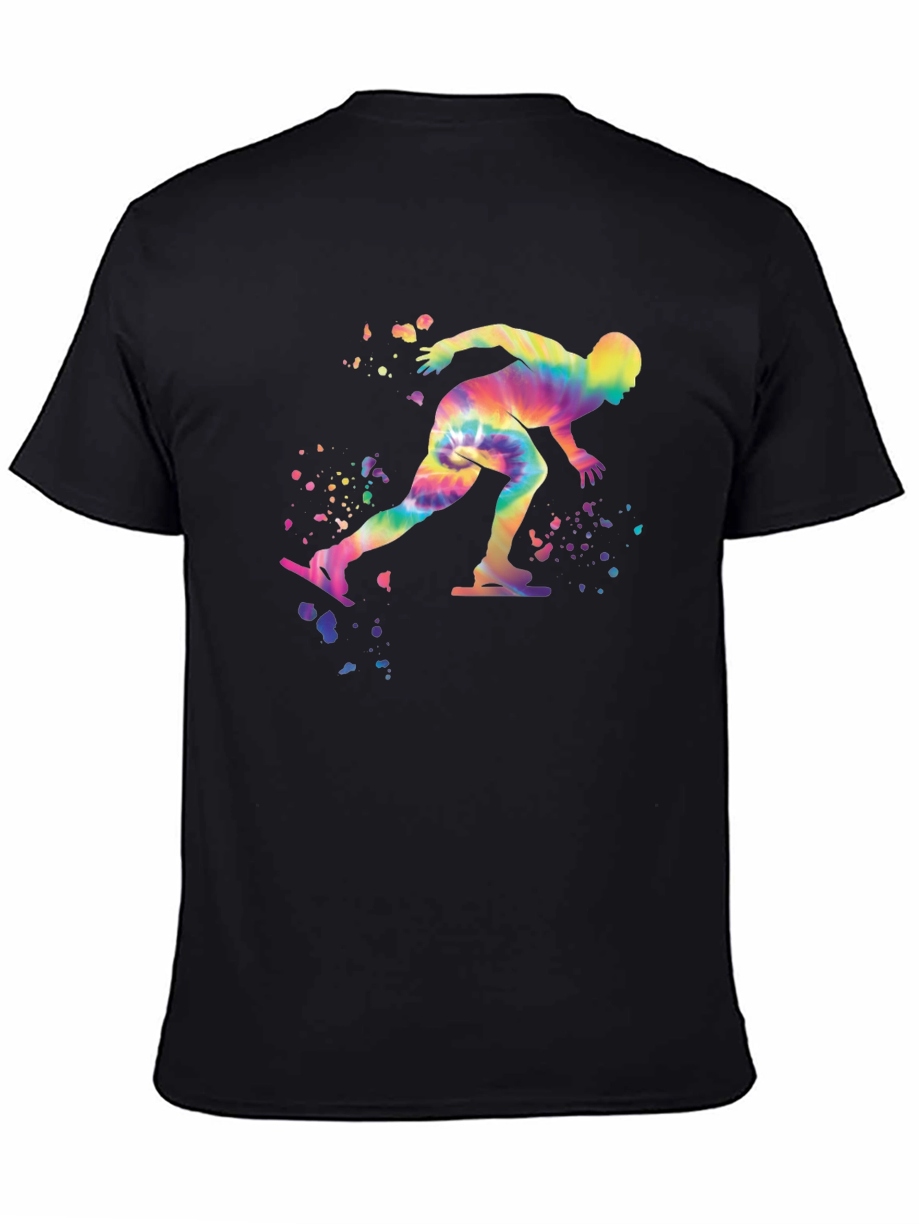 Black Tie-Dye Speed Skater Black T-Shirt view 4