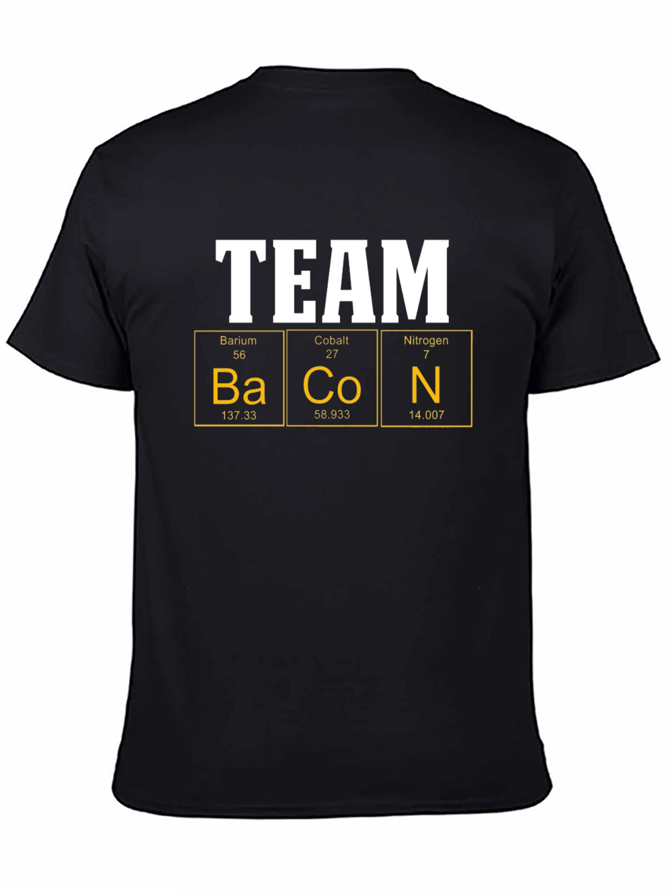 Black Team Bacon T-Shirt - Periodic Table Elements view 4