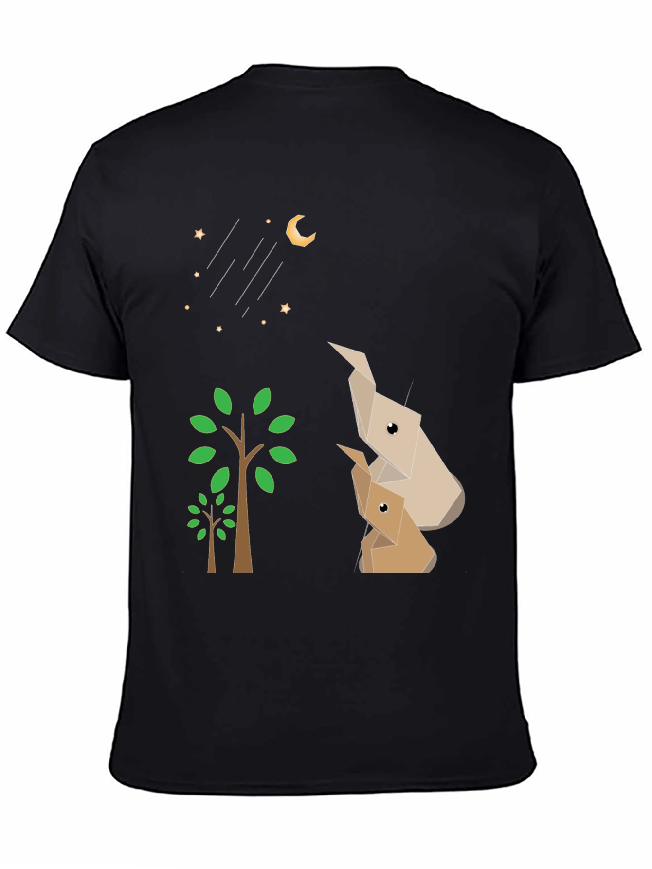 Black Origami Animals Black Graphic Tee view 4