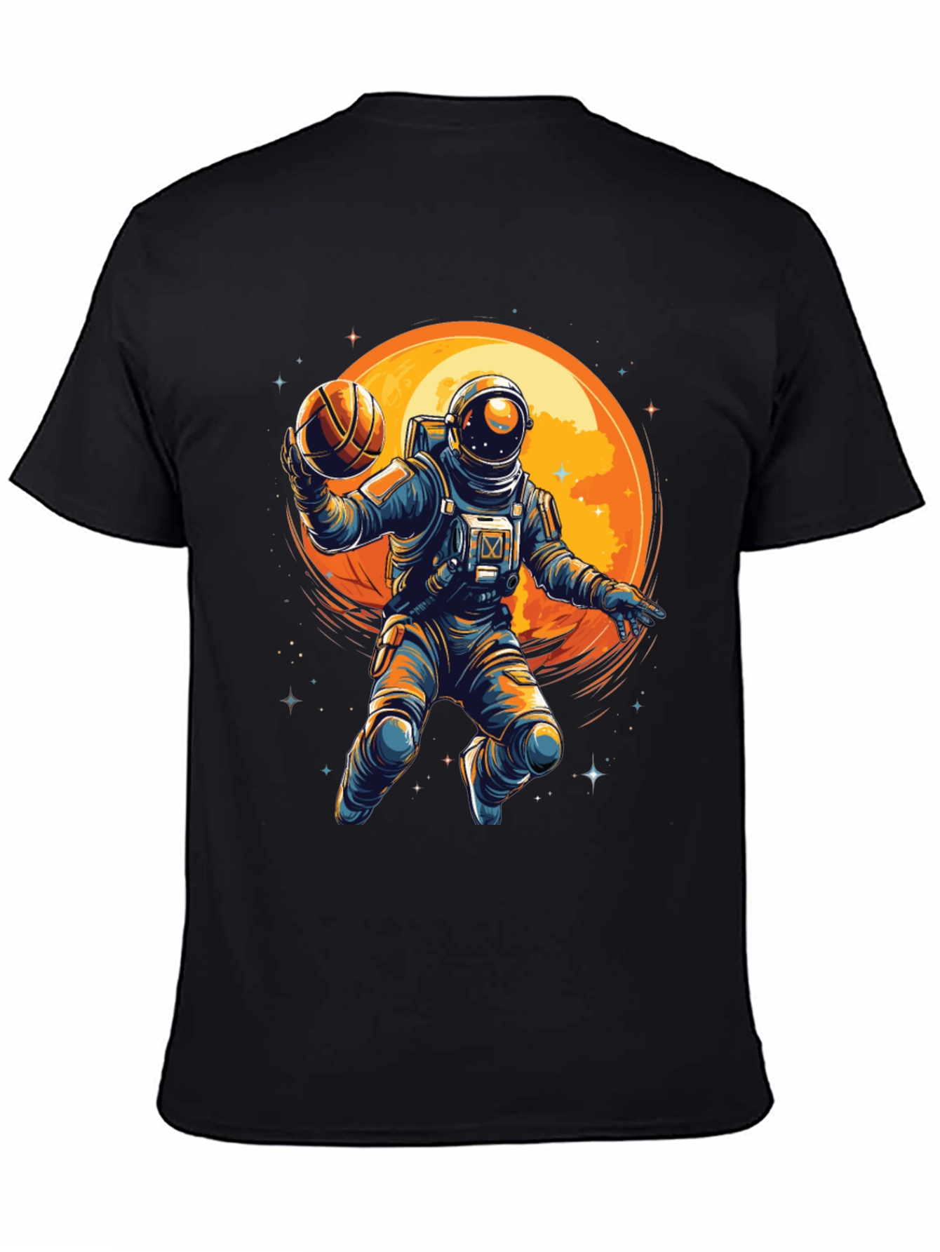 Black Astronaut Basketball Graphic T-Shirt view 4